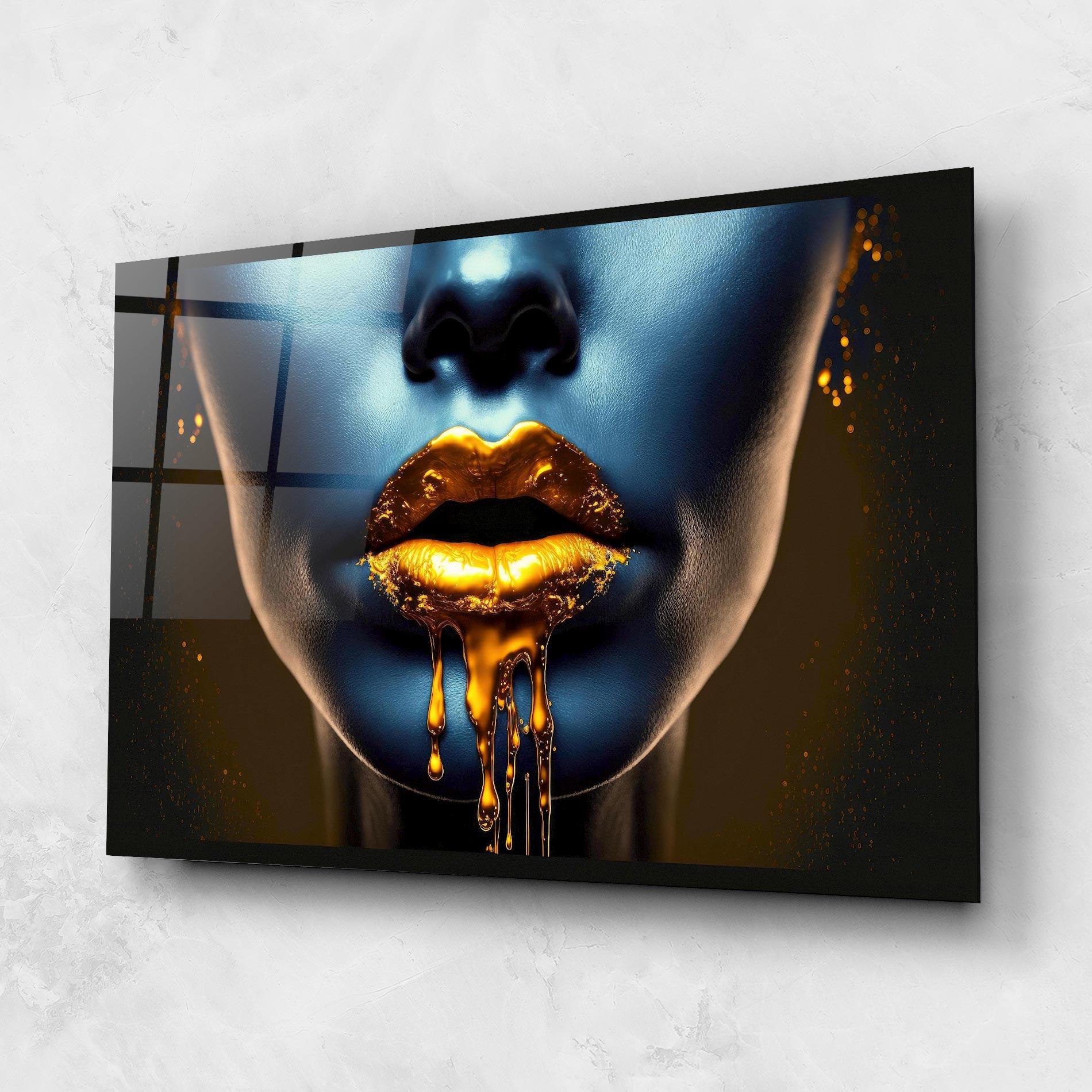 Tablou Sticla Gold Liquid Blue mockup 1