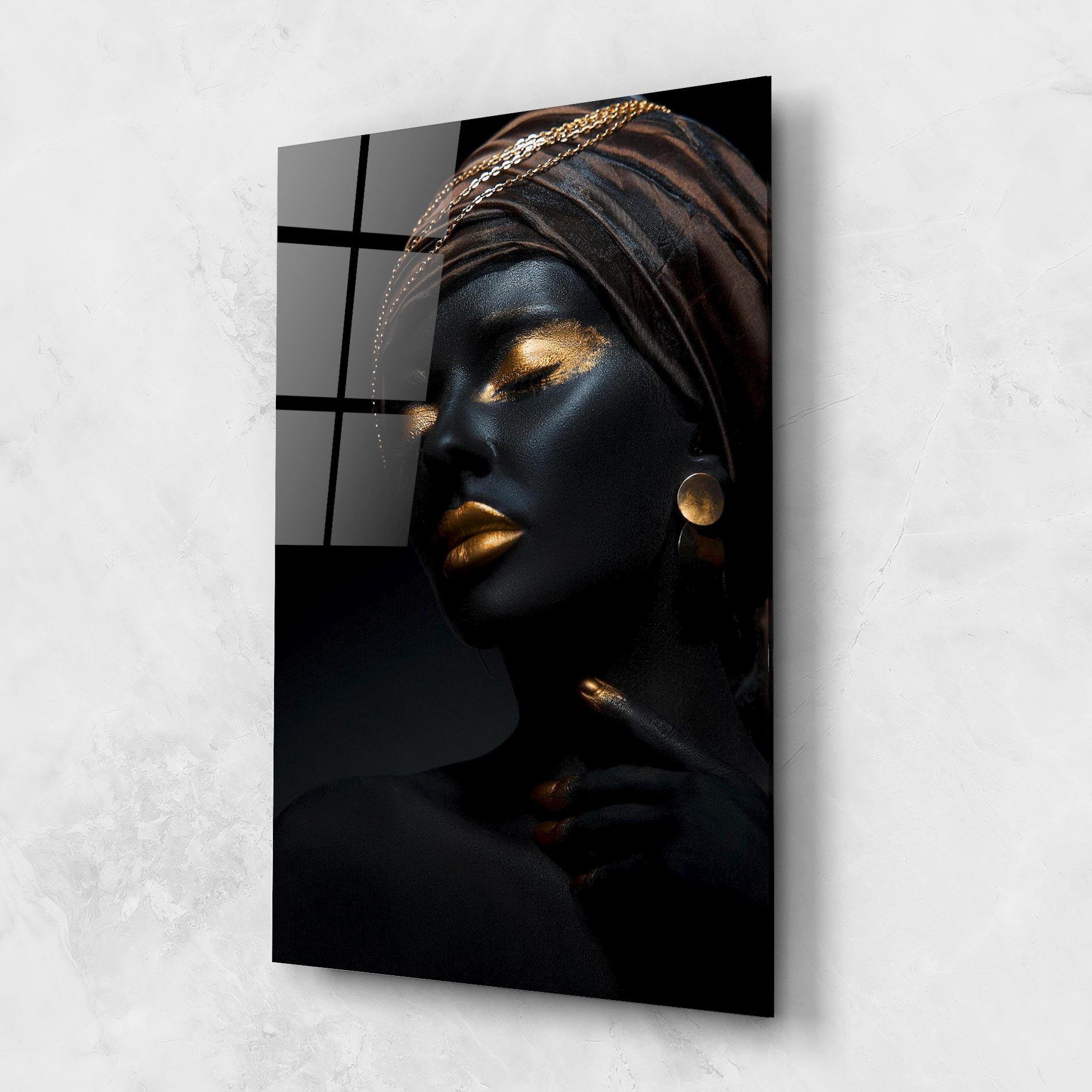 Tablou Sticla Black Gold Skin mockup 1
