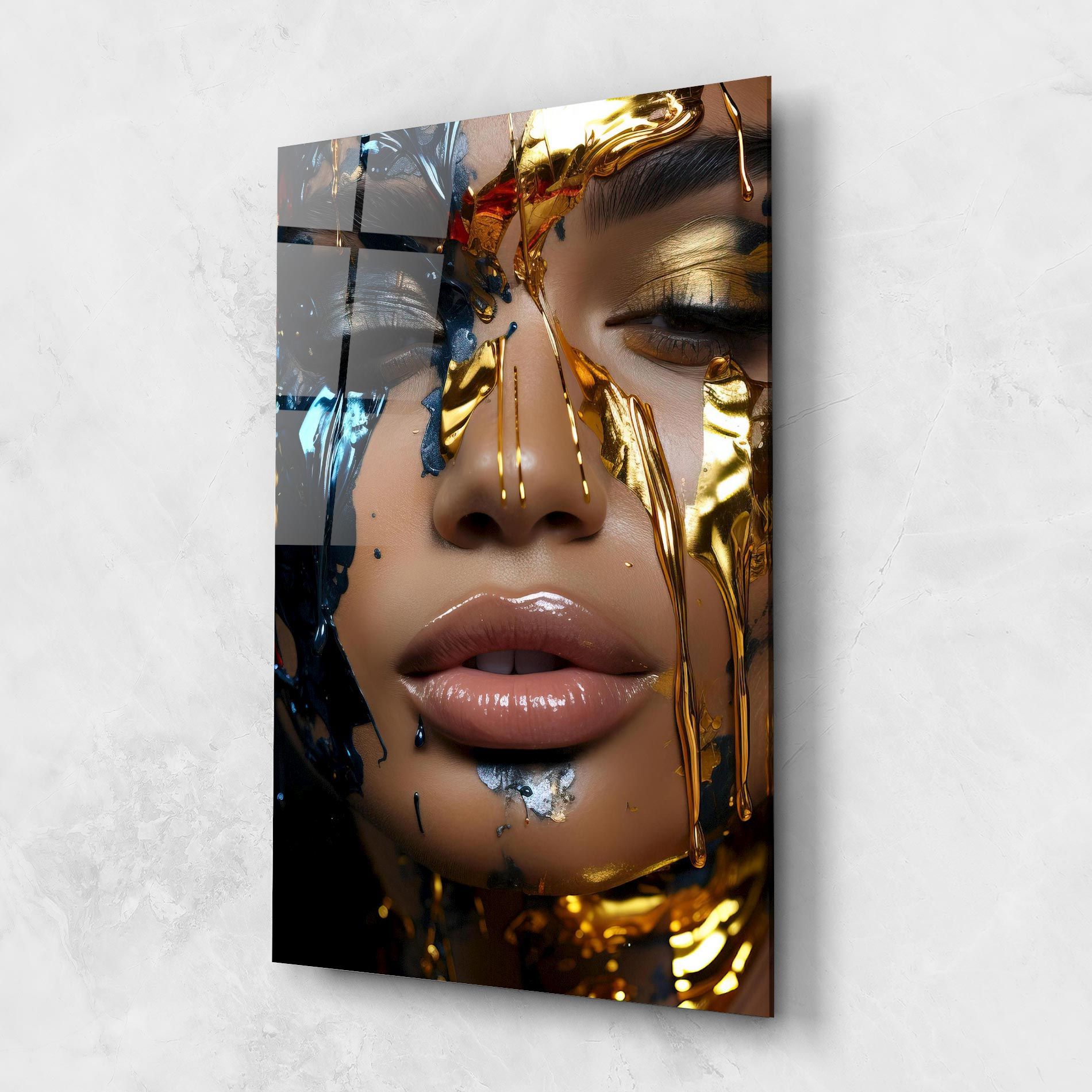 Blue Gold Paint Face mockup 1