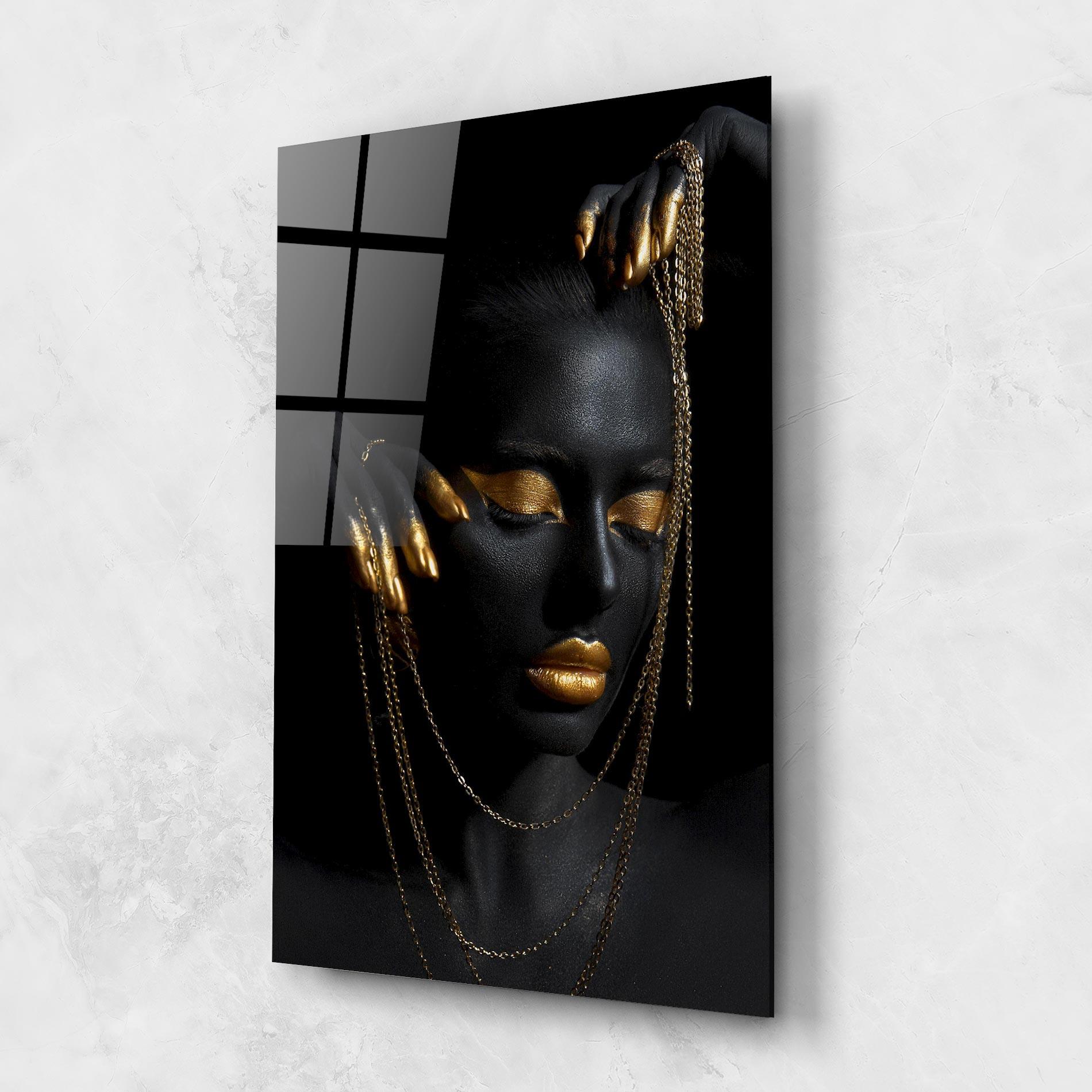 Tablou Sticla Gold Black Skin mockup 1
