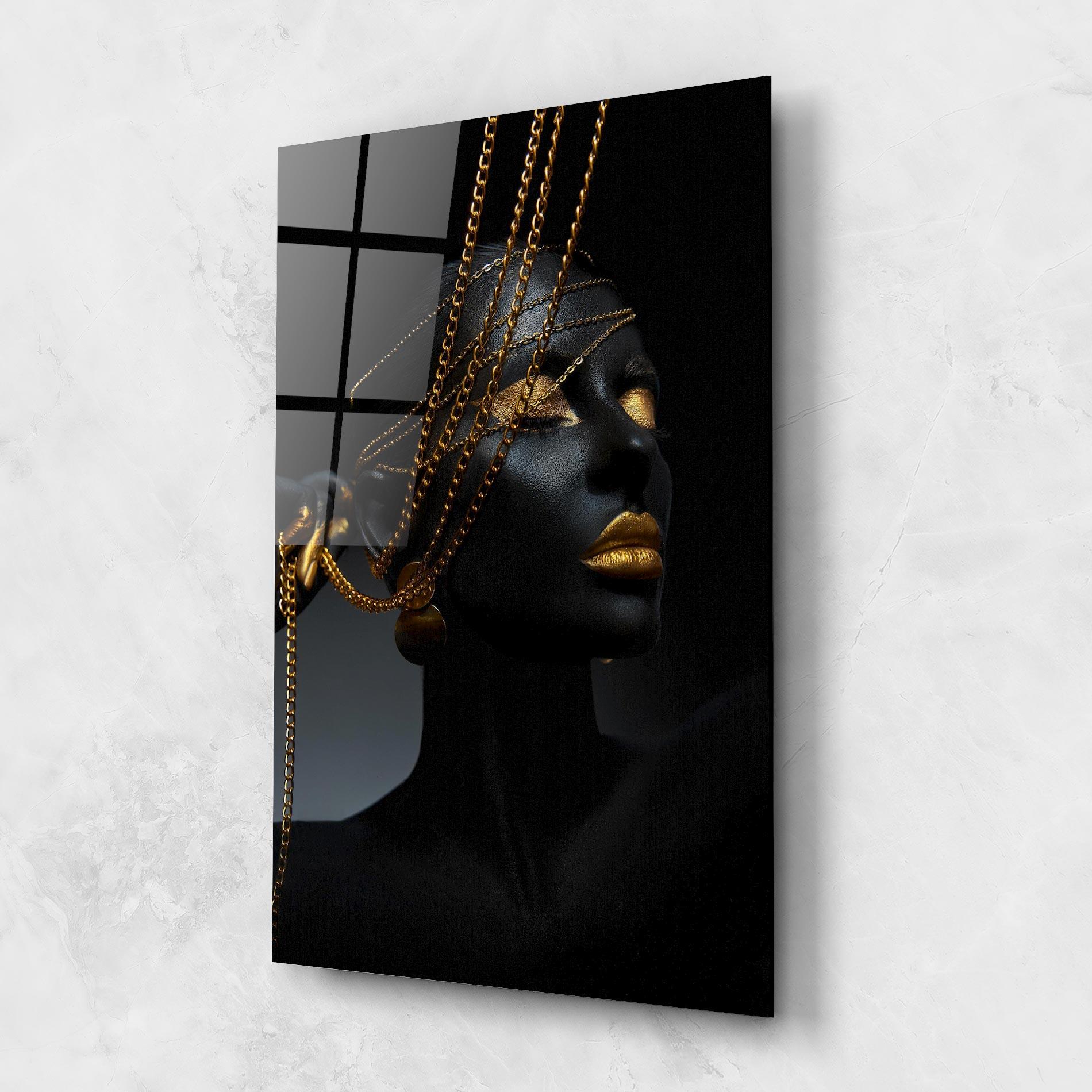 Tablou Sticla Gold Chain Fingertips mockup 1