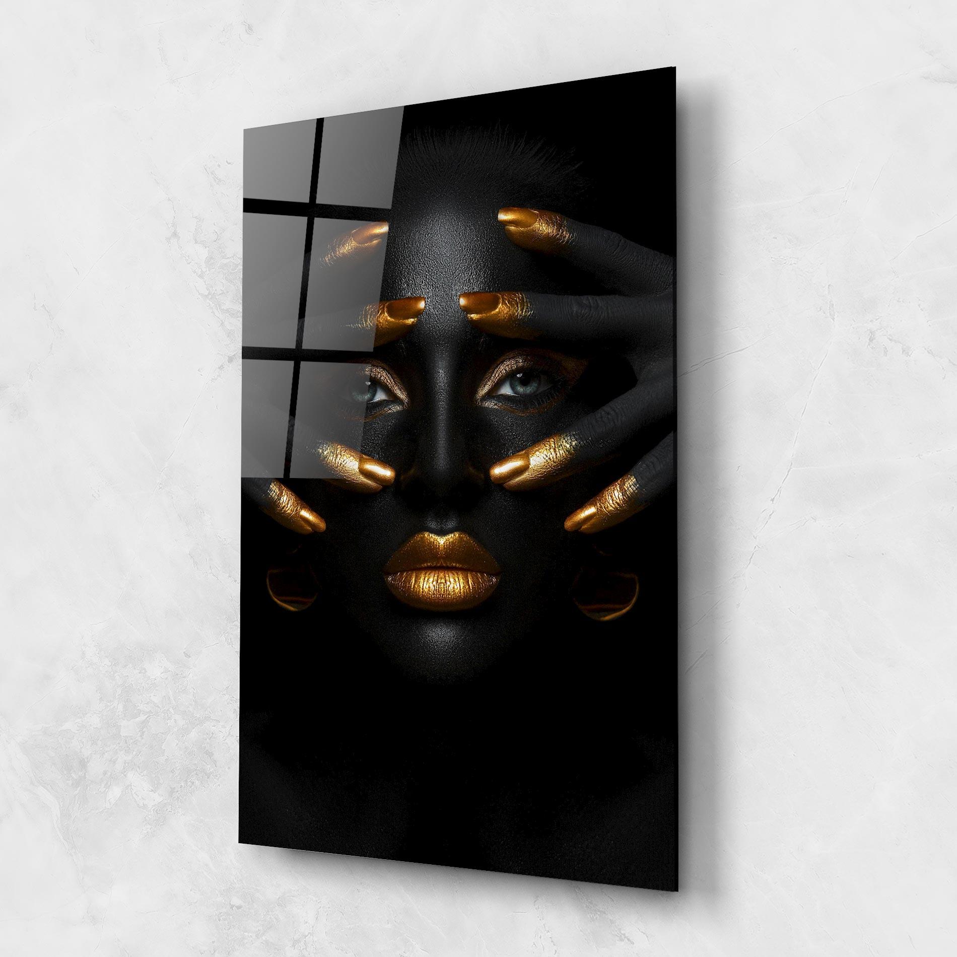 Tablou Sticla Gold Fingertips Art mockup 1