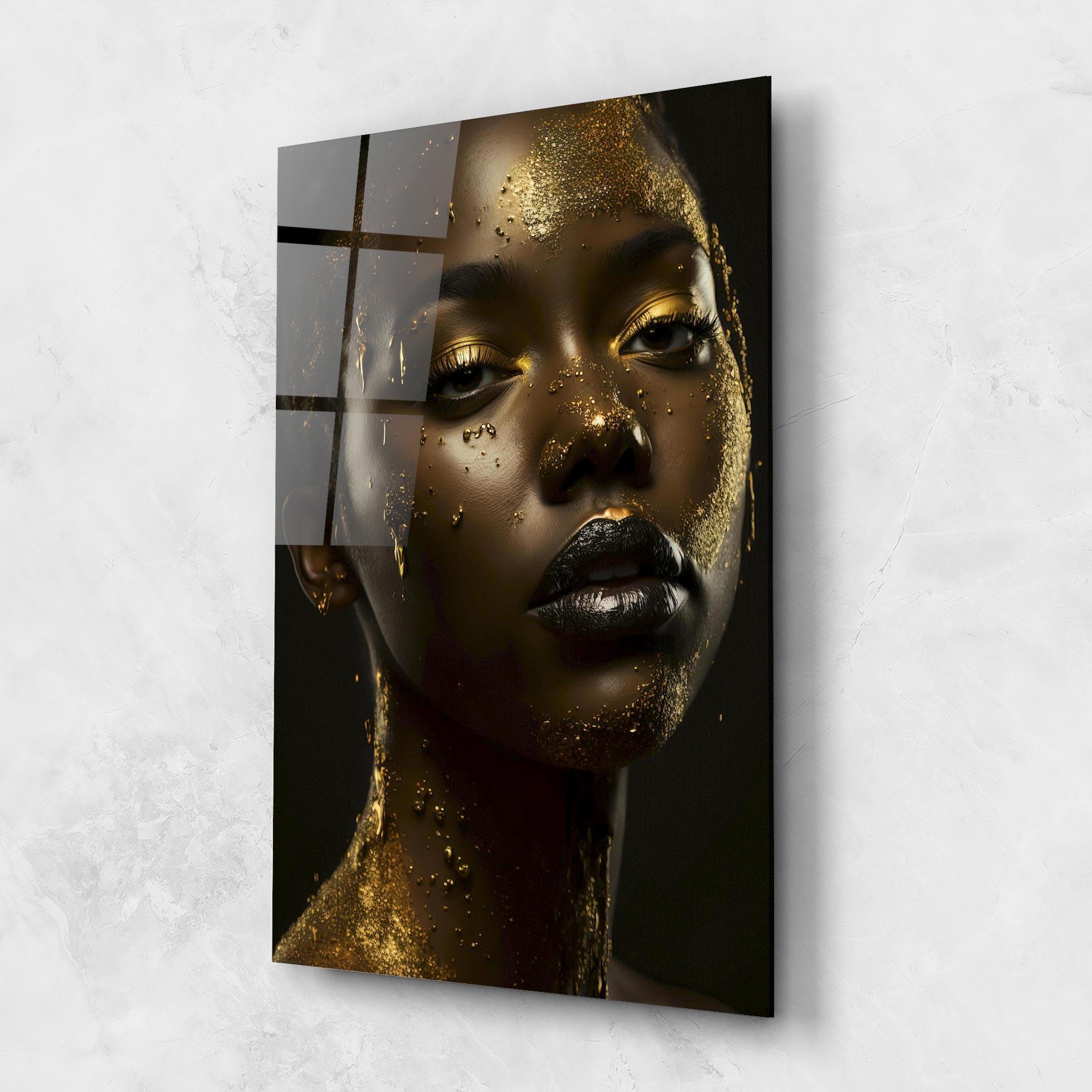 Tablou Sticla Gold Sparkling Woman mockup 1