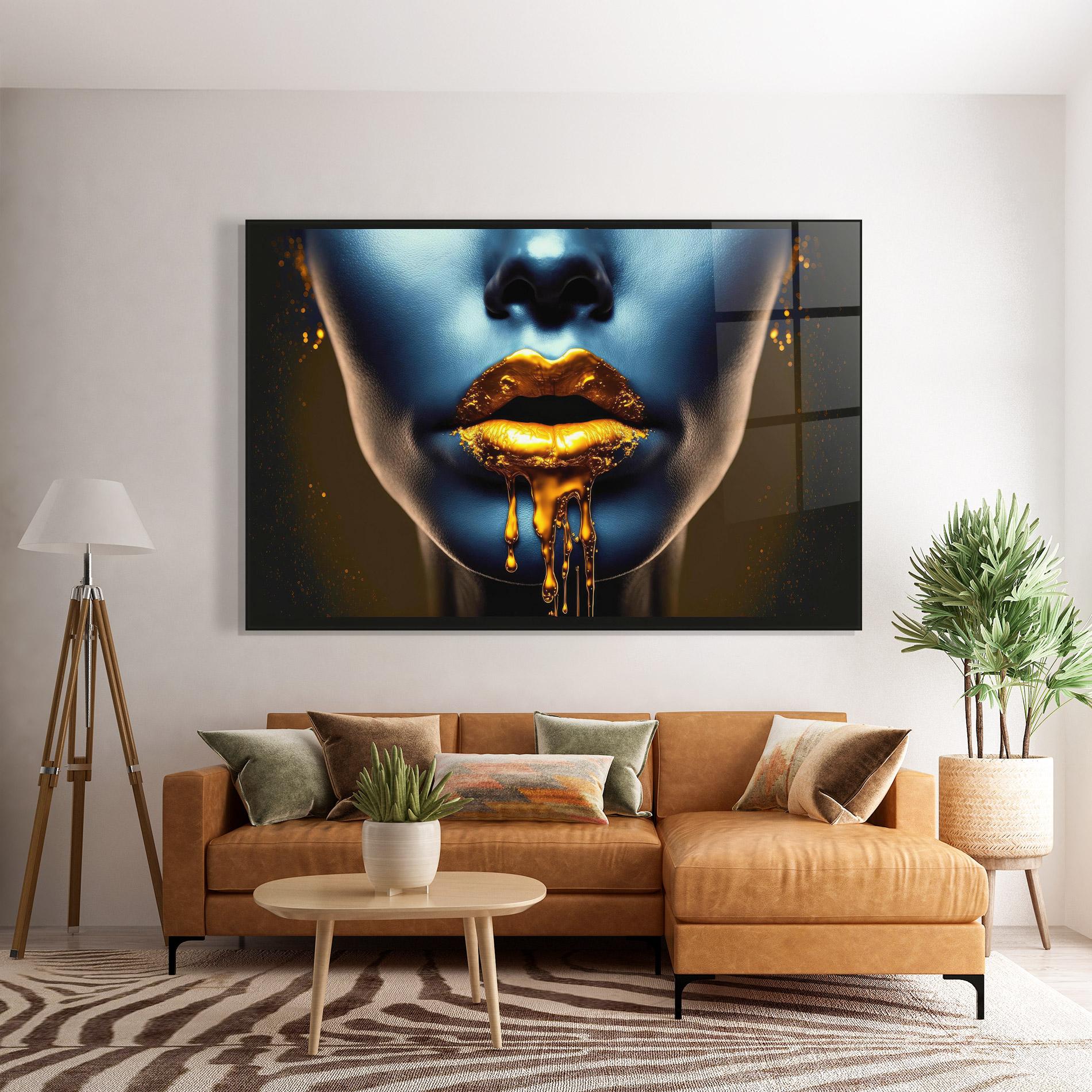 Tablou Sticla Gold Liquid Blue mockup 7