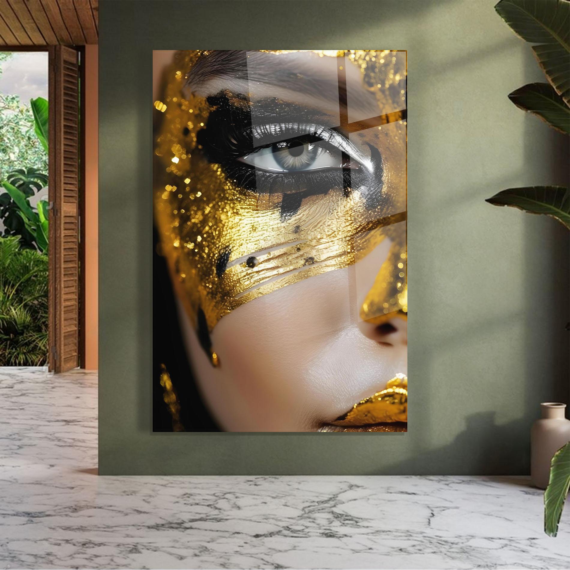 Tablou Sticla Black Gold Eyeliner mockup 7