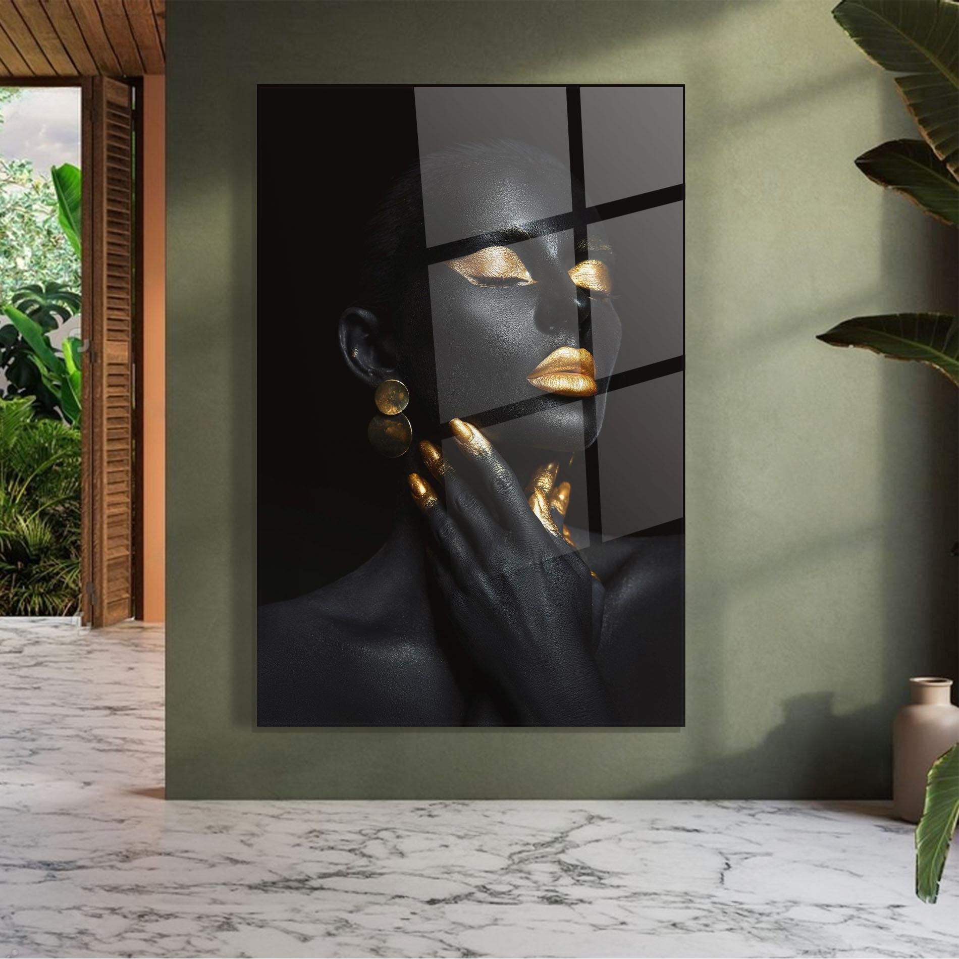 Tablou Sticla Eyelids Gold Makeup mockup 7