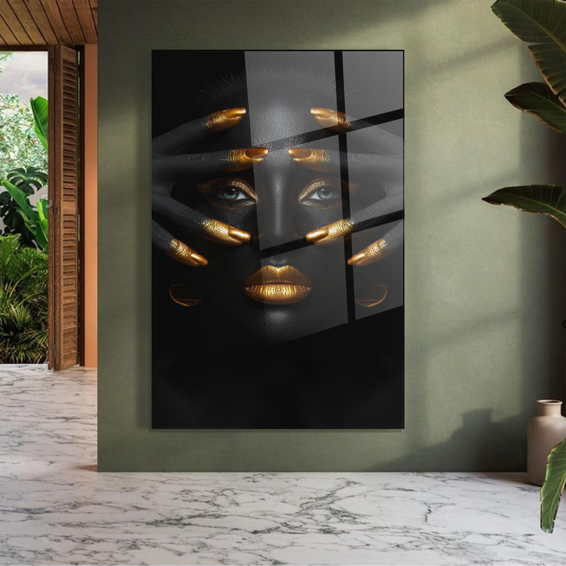 Tablou Sticla Gold Fingertips Art mockup 7