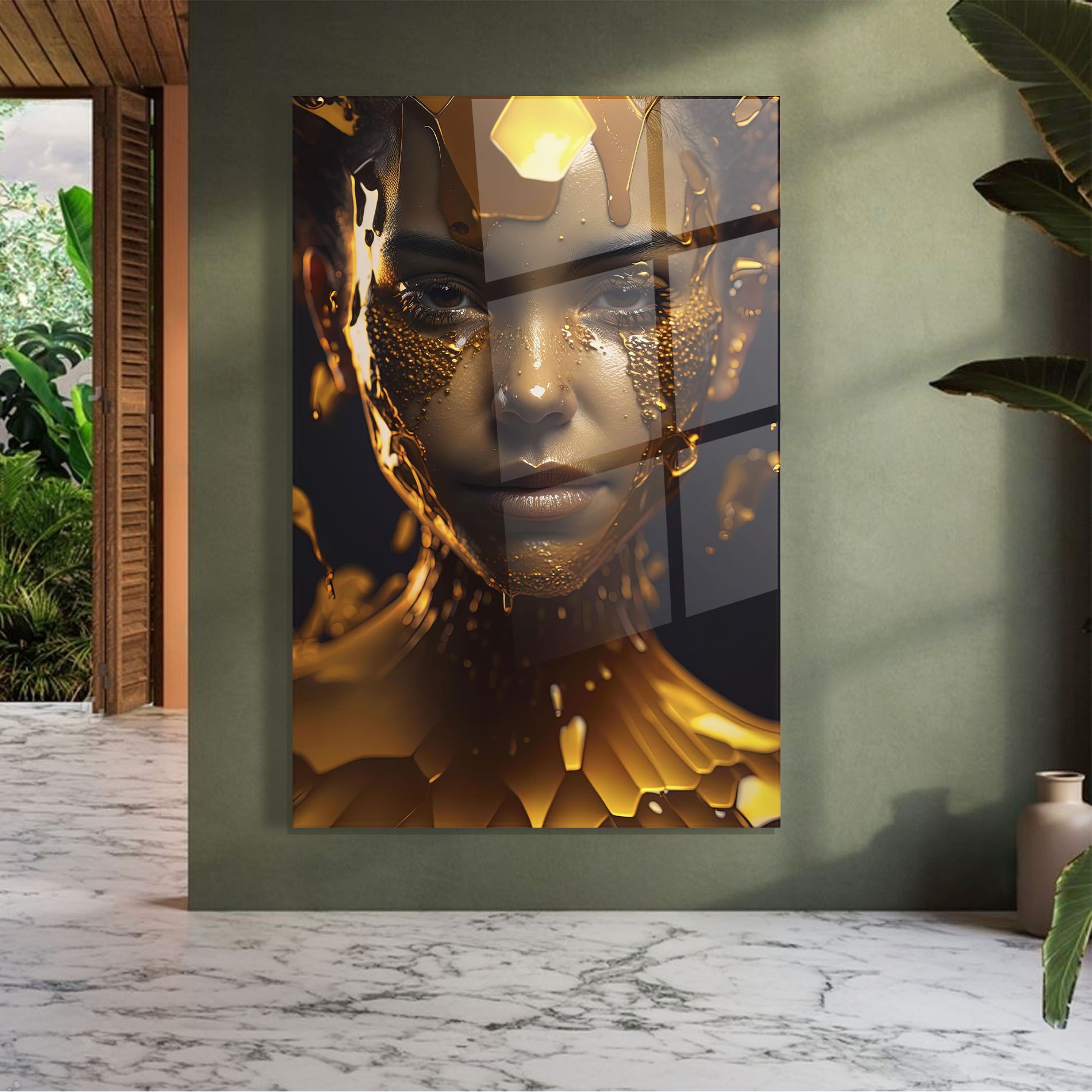 Gold Honeycomb Girl mockup 7