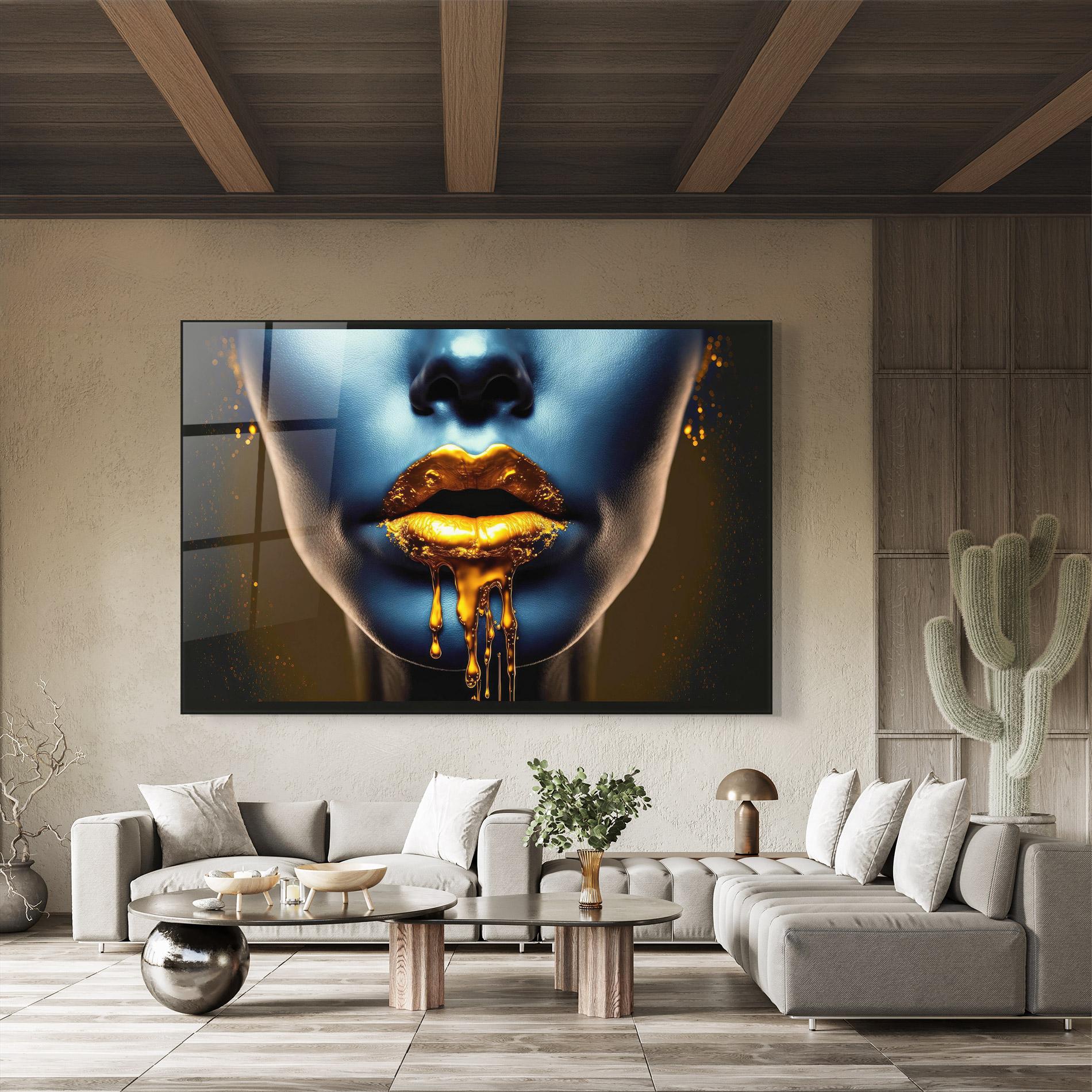Tablou Sticla Gold Liquid Blue mockup 8