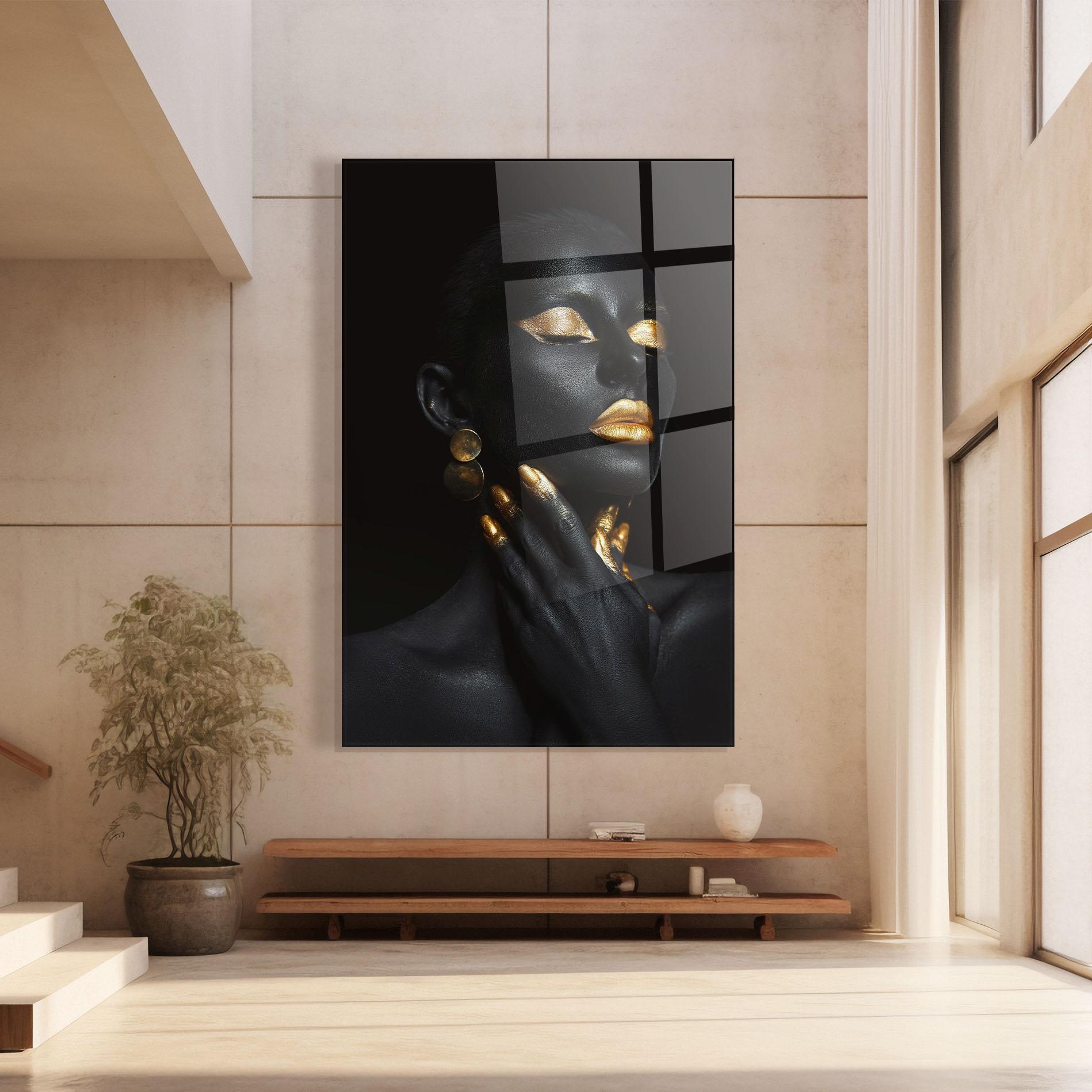 Tablou Sticla Eyelids Gold Makeup mockup 8