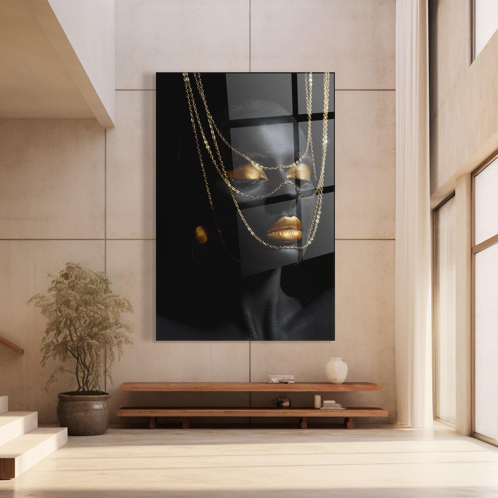 Tablou Sticla Gold Chain Girl mockup 8