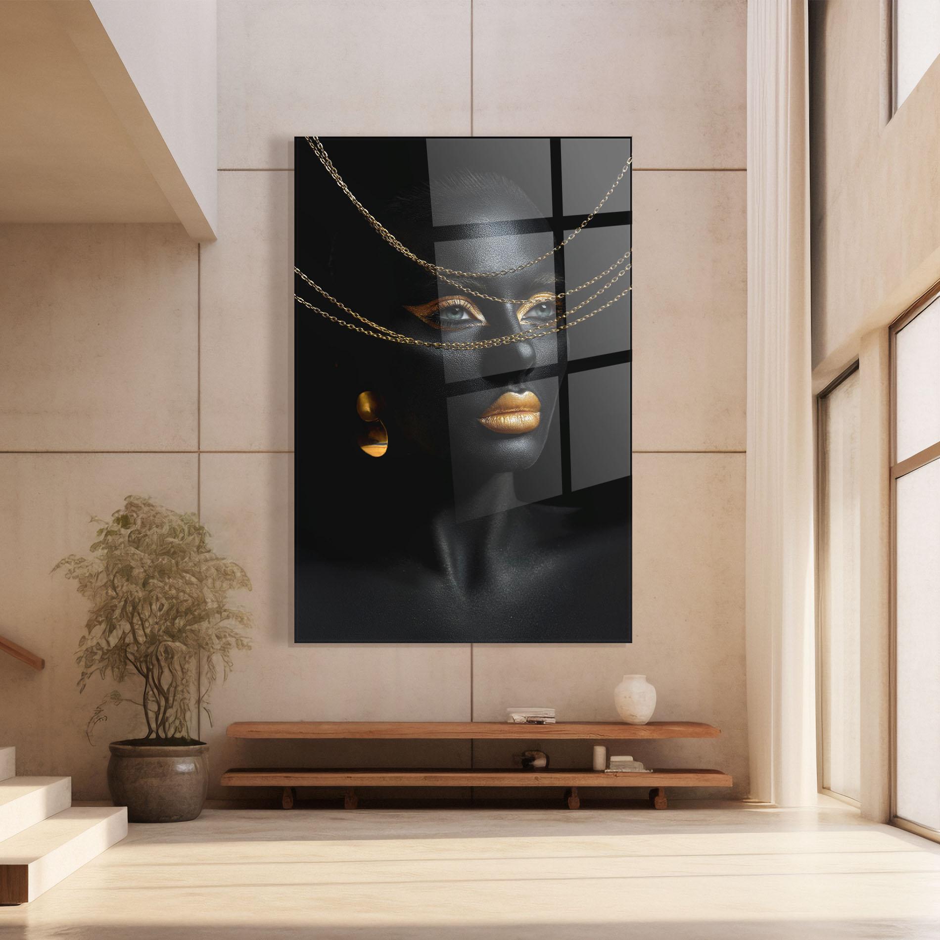 Tablou Sticla Gold Chain Woman mockup 8