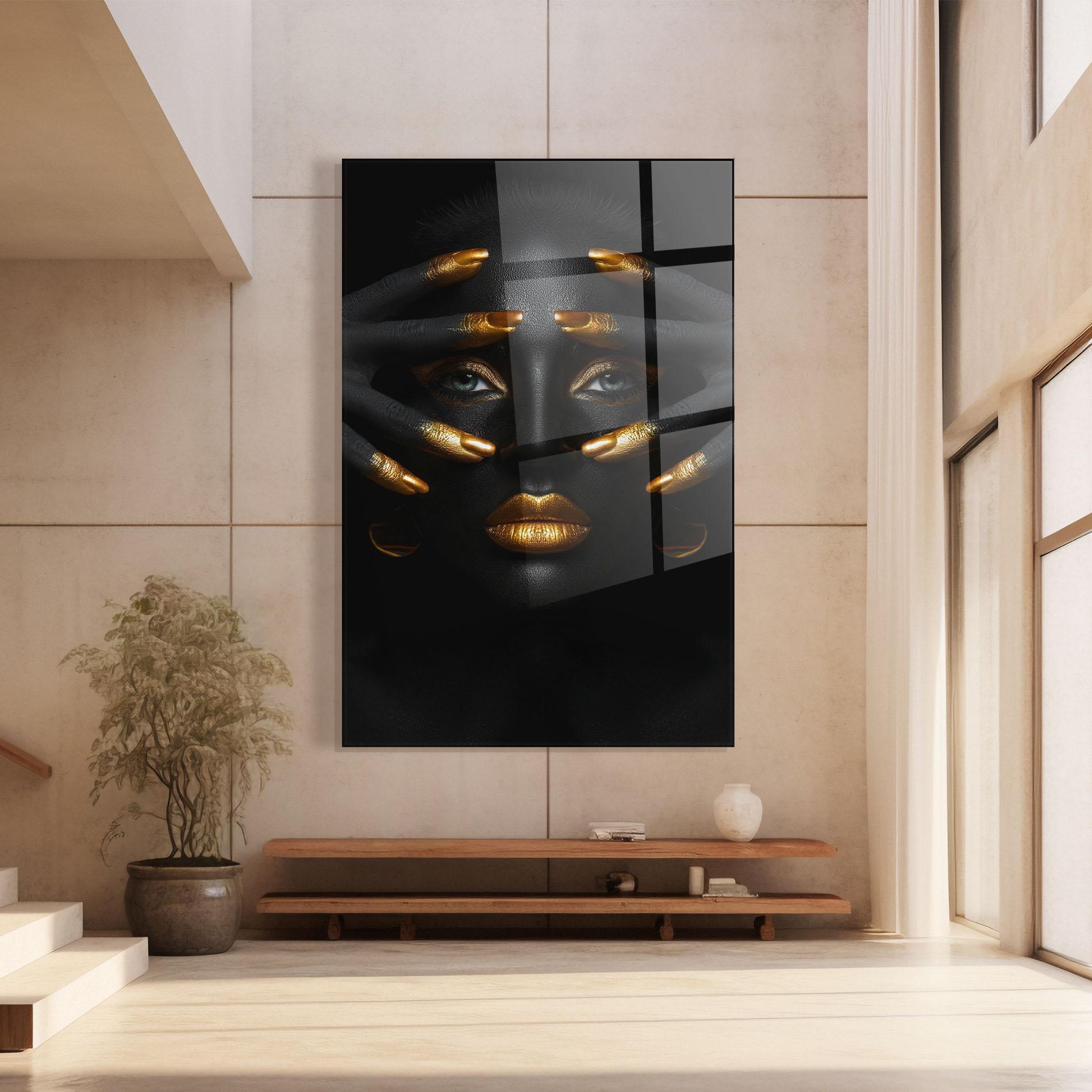 Tablou Sticla Gold Fingertips Art mockup 8