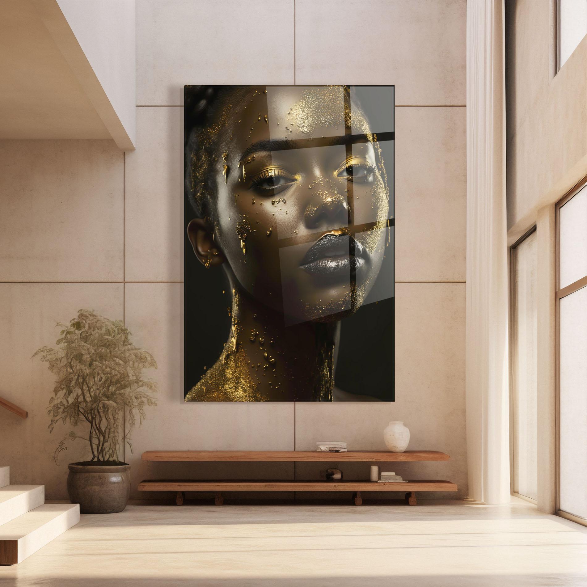 Tablou Sticla Gold Sparkling Woman mockup 8