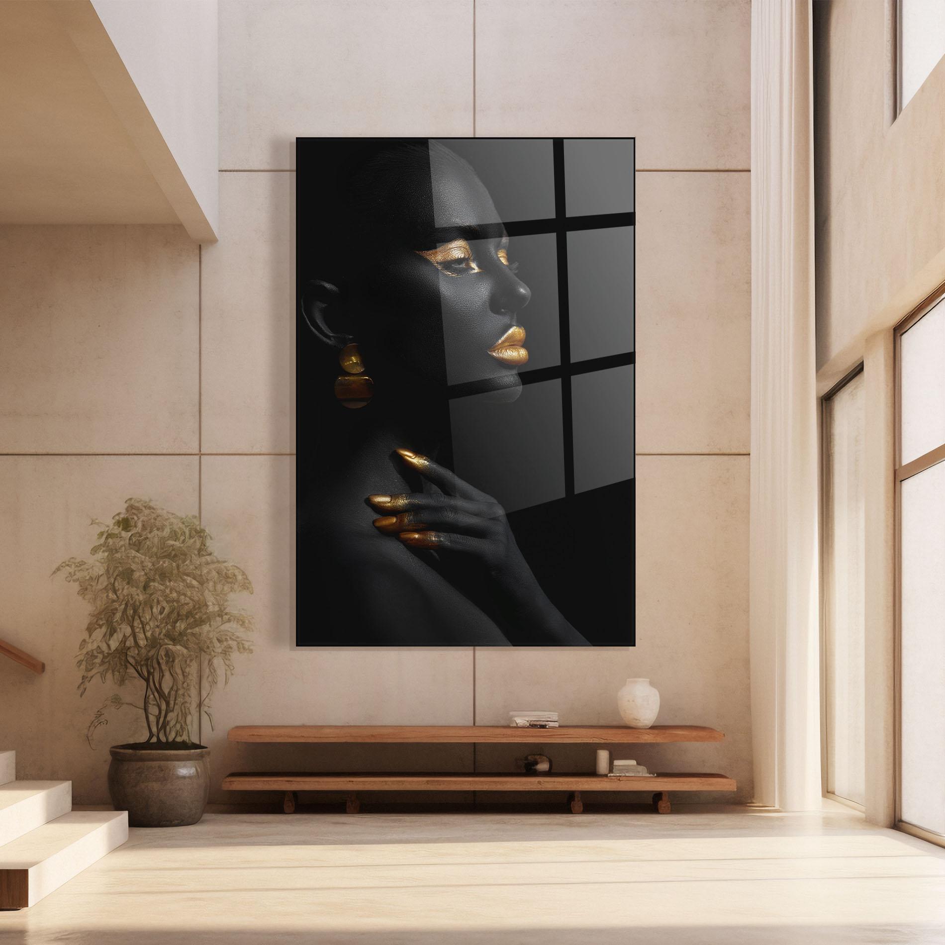 Tablou Sticla Lips Gold Eyelids mockup 8