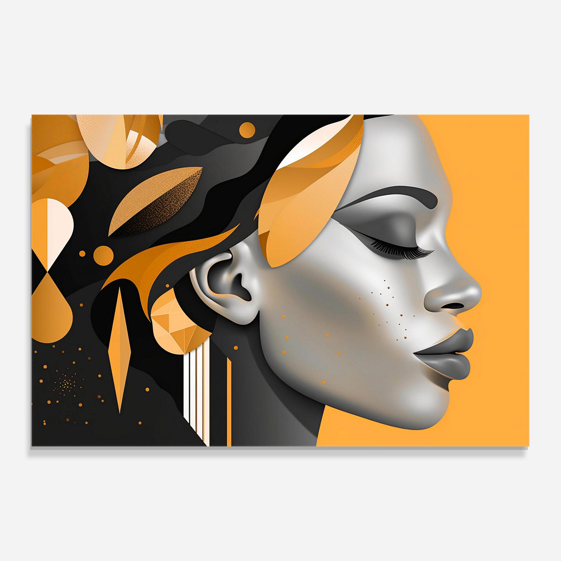 Tablou Sticla Dreamy Grey Woman mockup 0