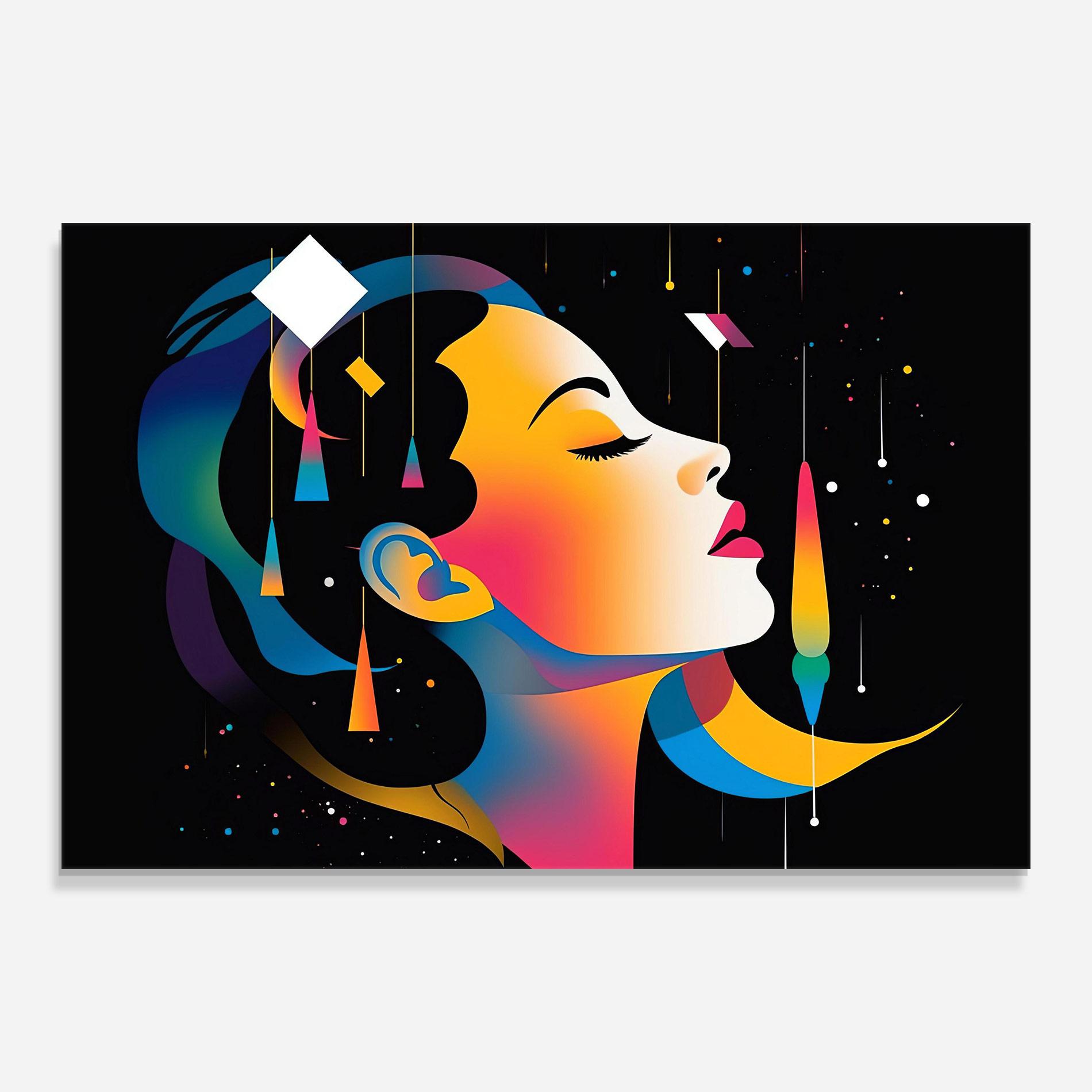 Tablou Sticla Dreamy Night Female mockup 0