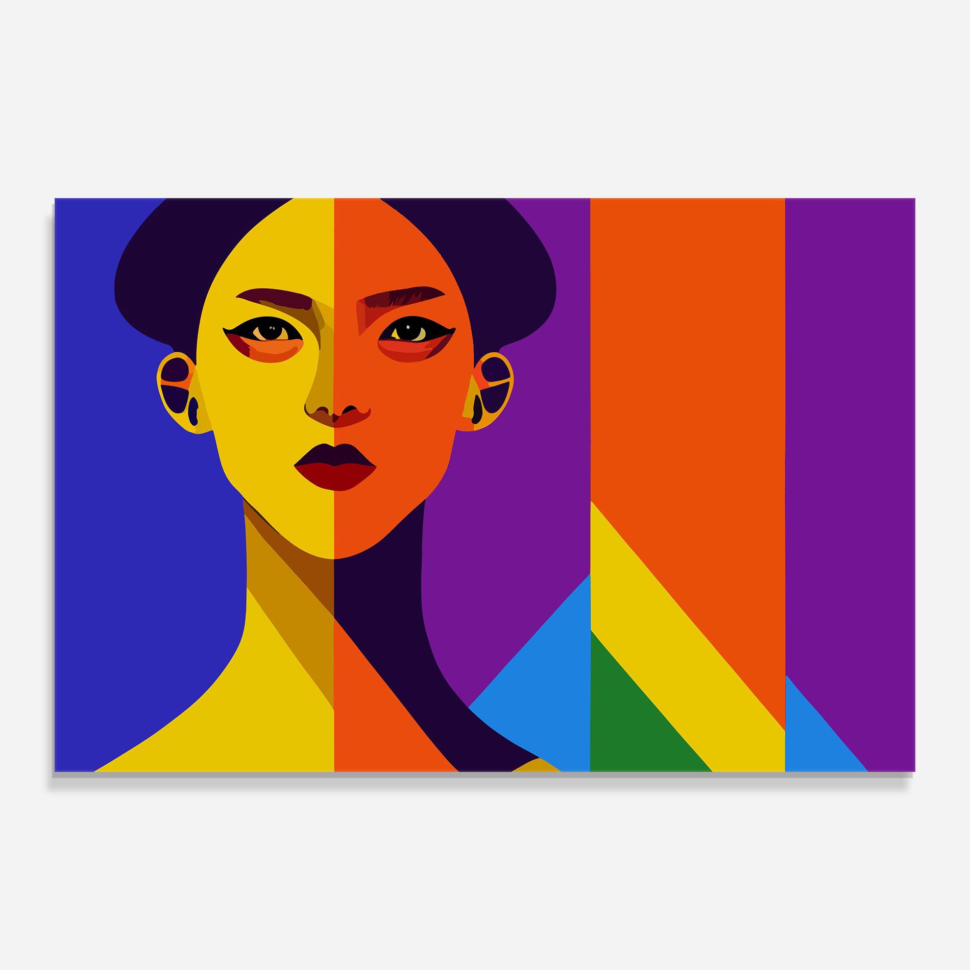 Tablou Sticla Yellow Orange Face mockup 0