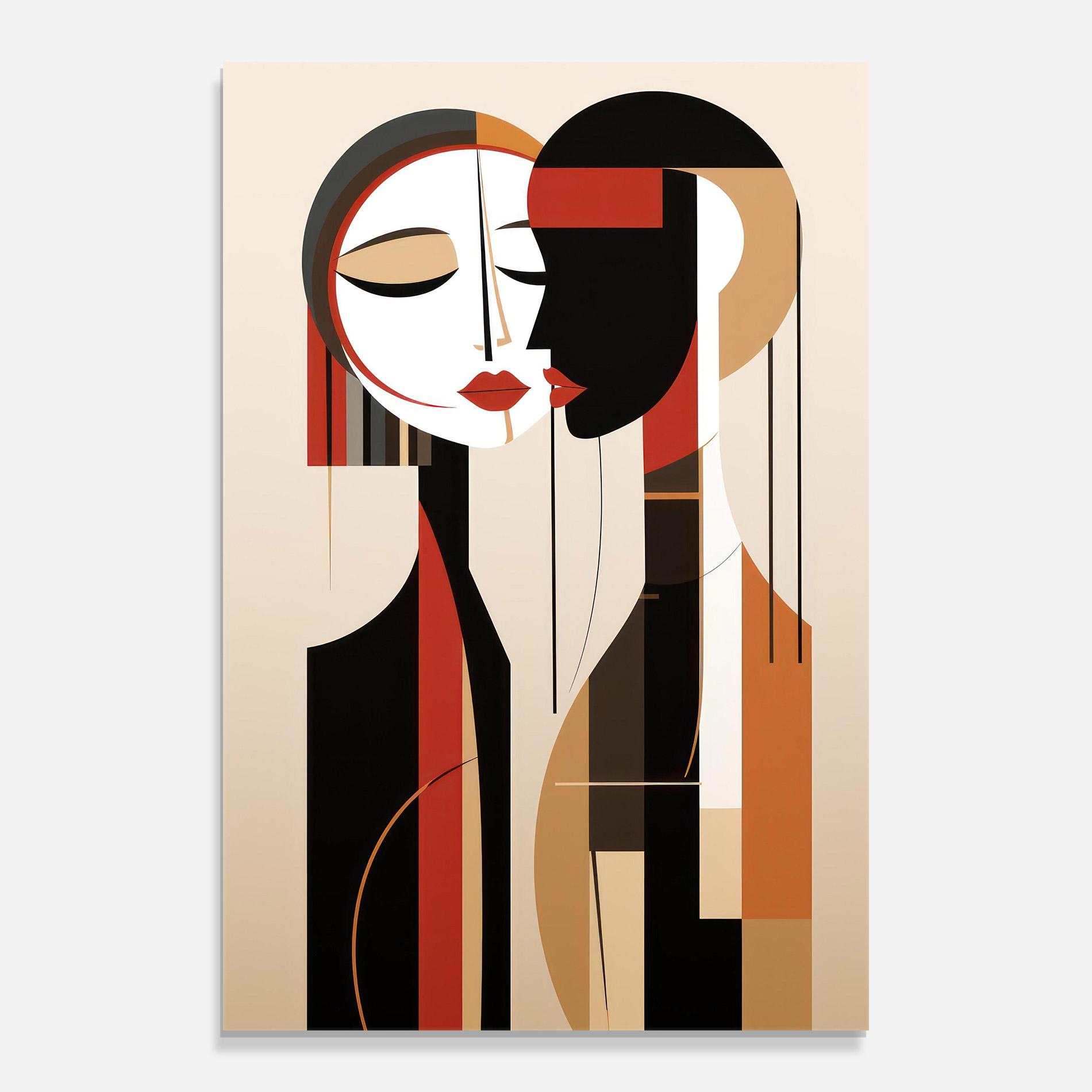 Tablou Sticla Abstract Couple Kissing mockup 0