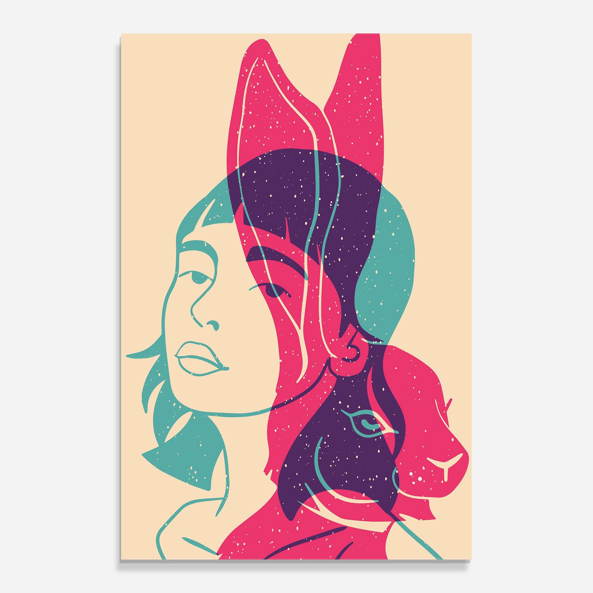 Tablou Sticla Girl Rabbit mockup 0