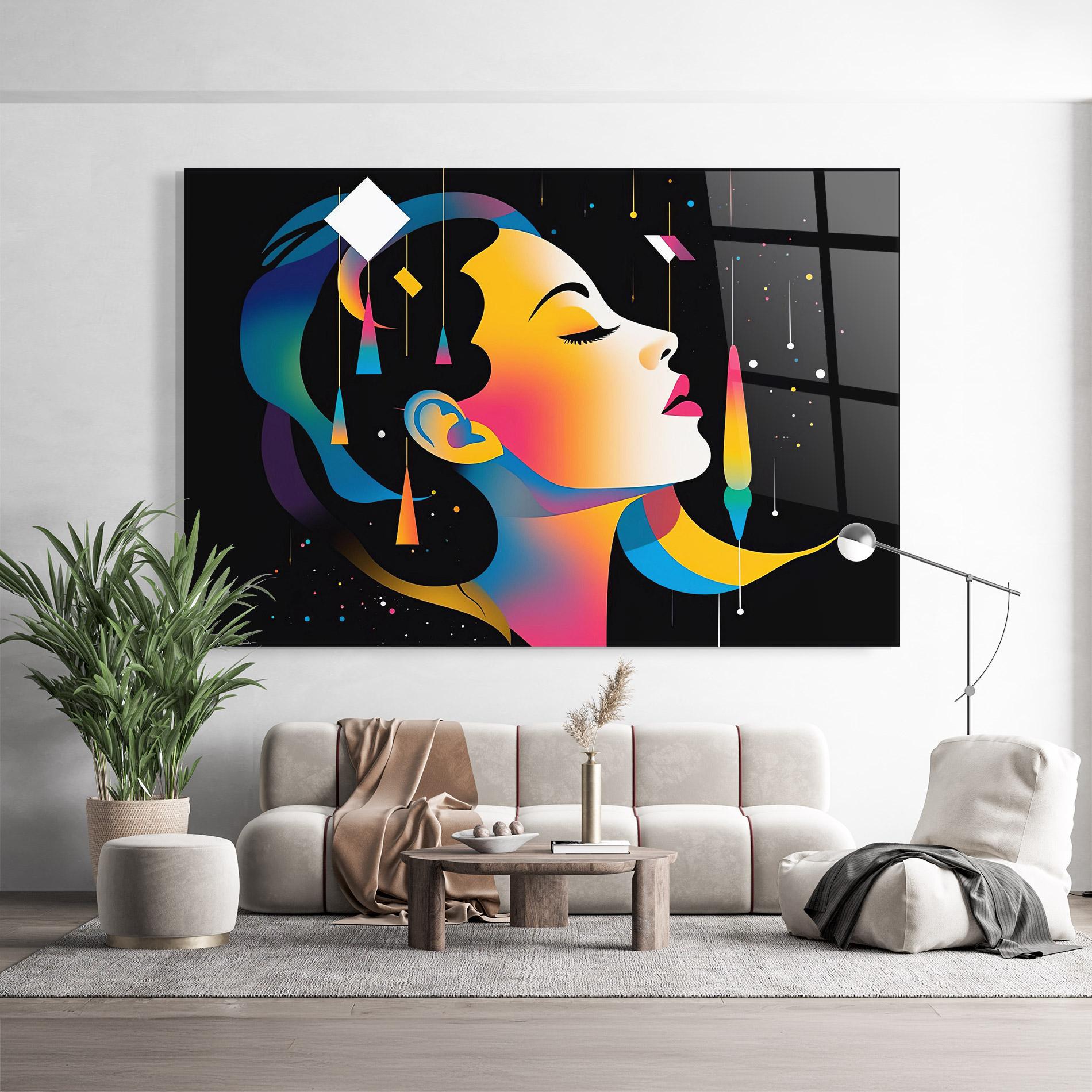 Tablou Sticla Dreamy Night Female mockup 9