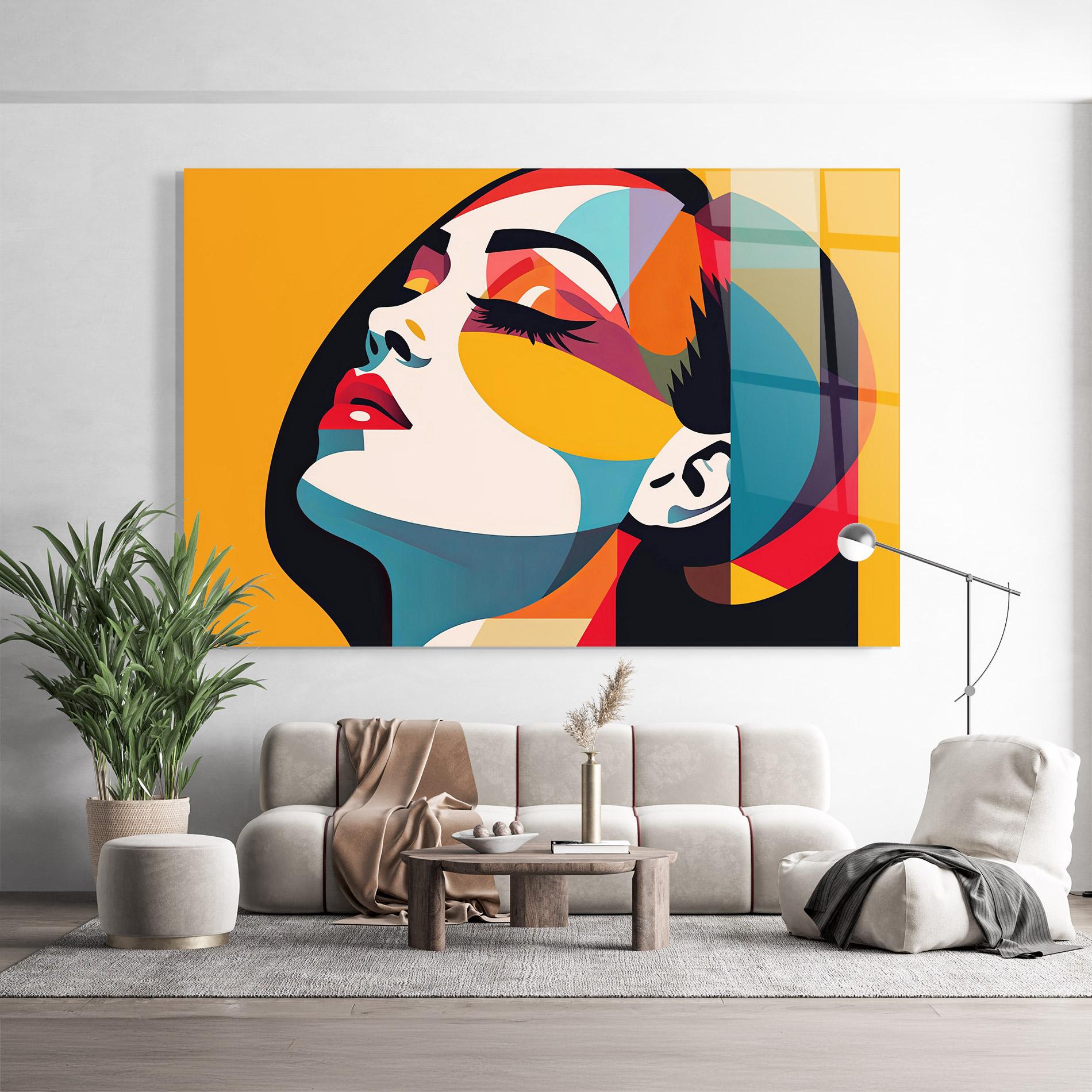 Tablou Sticla Dreamy Yellow Female mockup 9