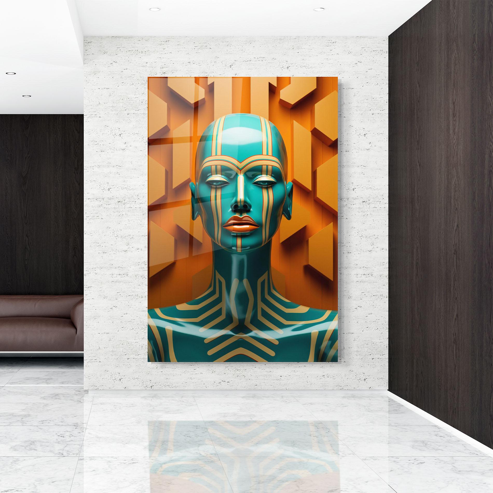 Tablou Sticla Abstract Blue Woman mockup 9