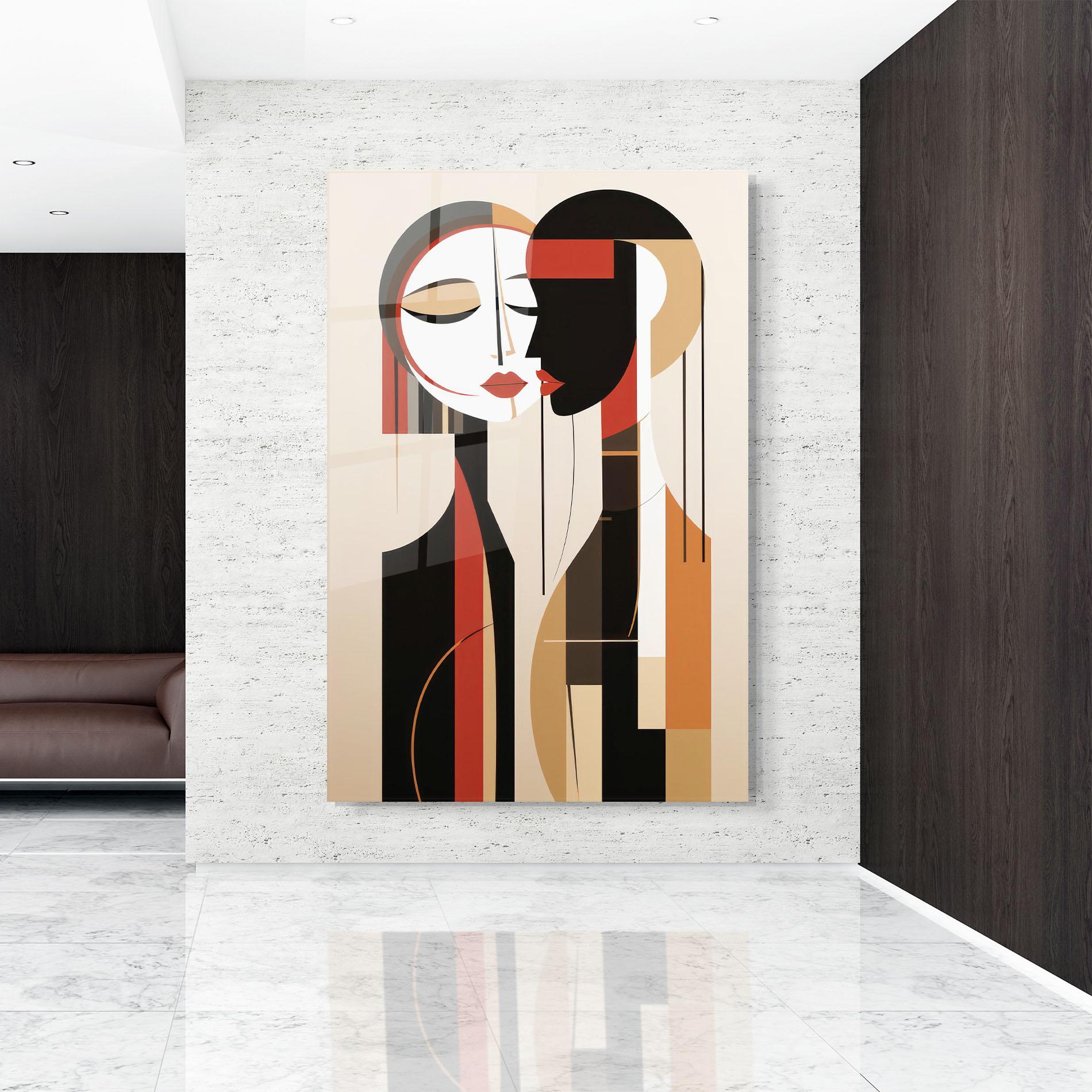 Tablou Sticla Abstract Couple Kissing mockup 9