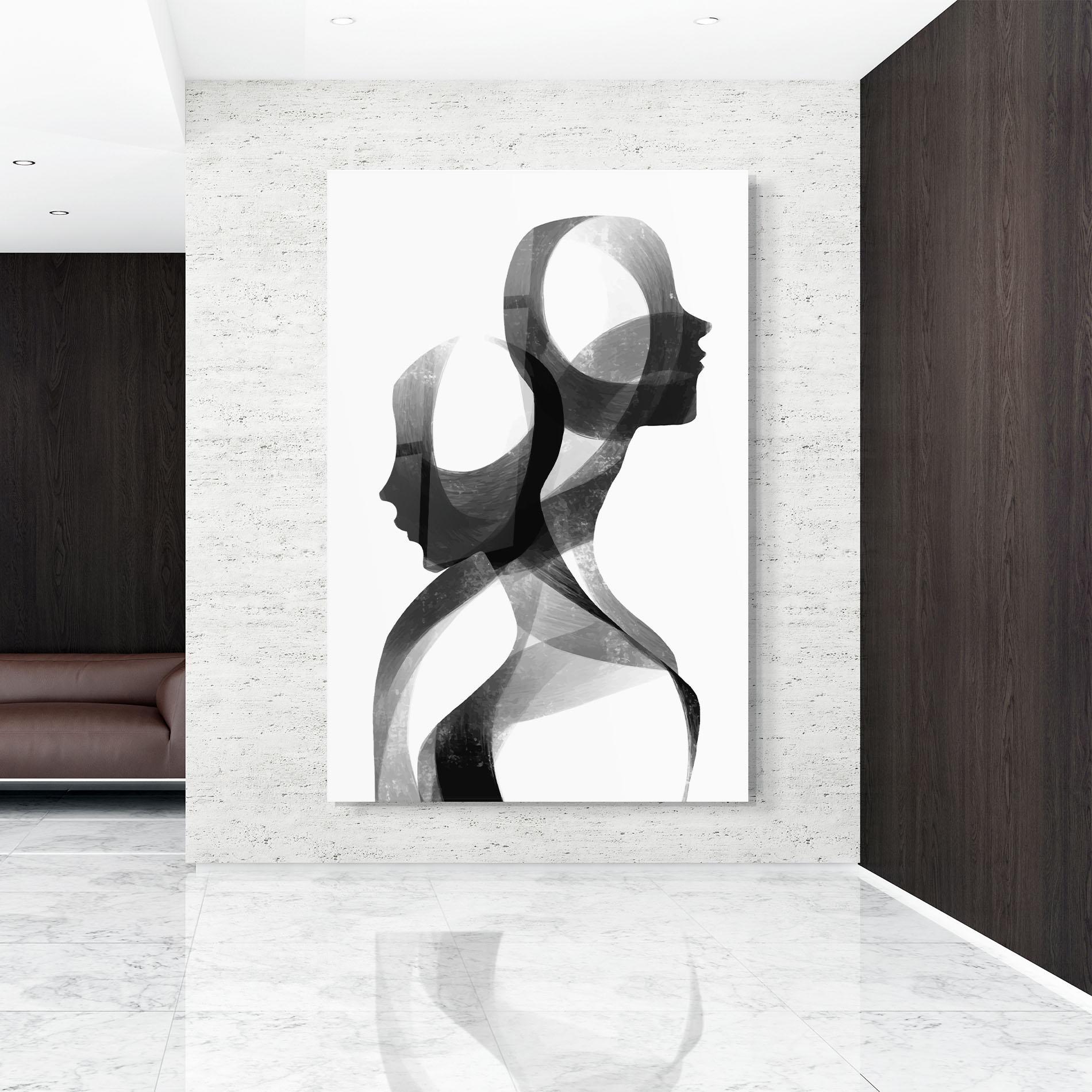 Tablou Sticla Abstract Grey Couple mockup 9