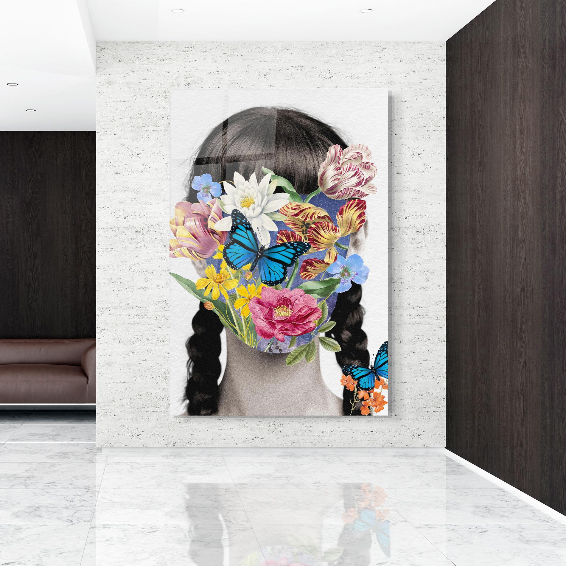Tablou Sticla Flower Face Woman mockup 9