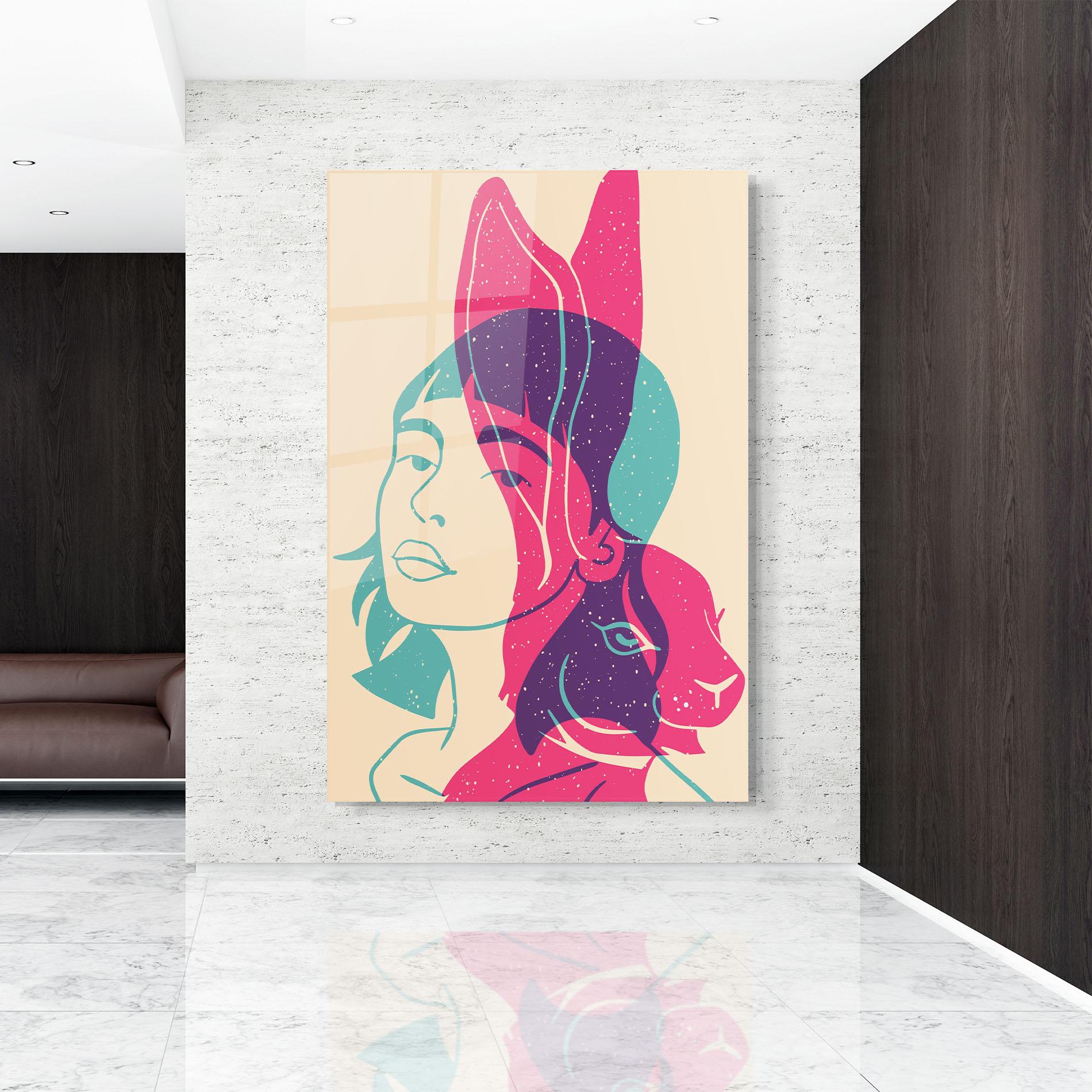 Tablou Sticla Girl Rabbit mockup 9