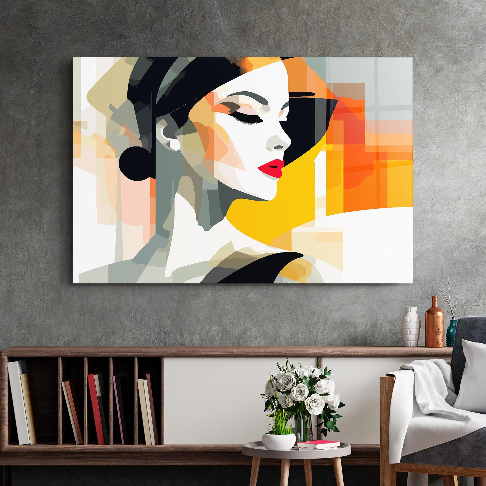 Tablou Sticla Art Woman View mockup 2