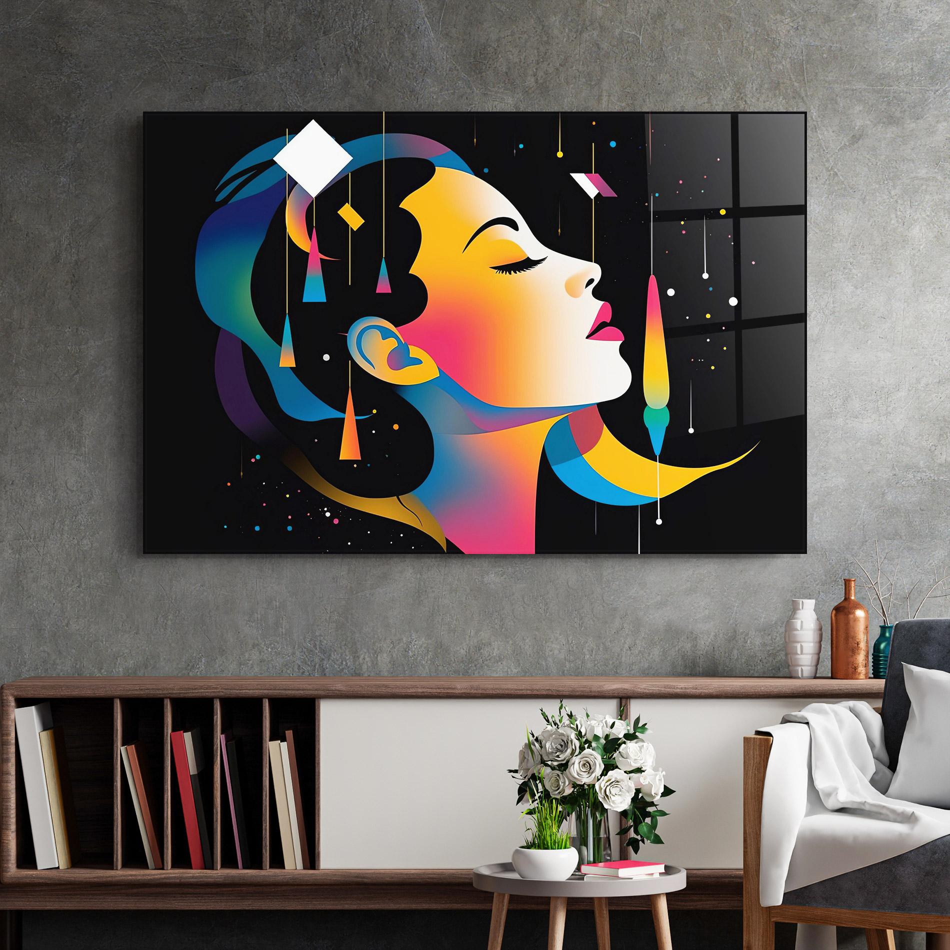 Tablou Sticla Dreamy Night Female mockup 2