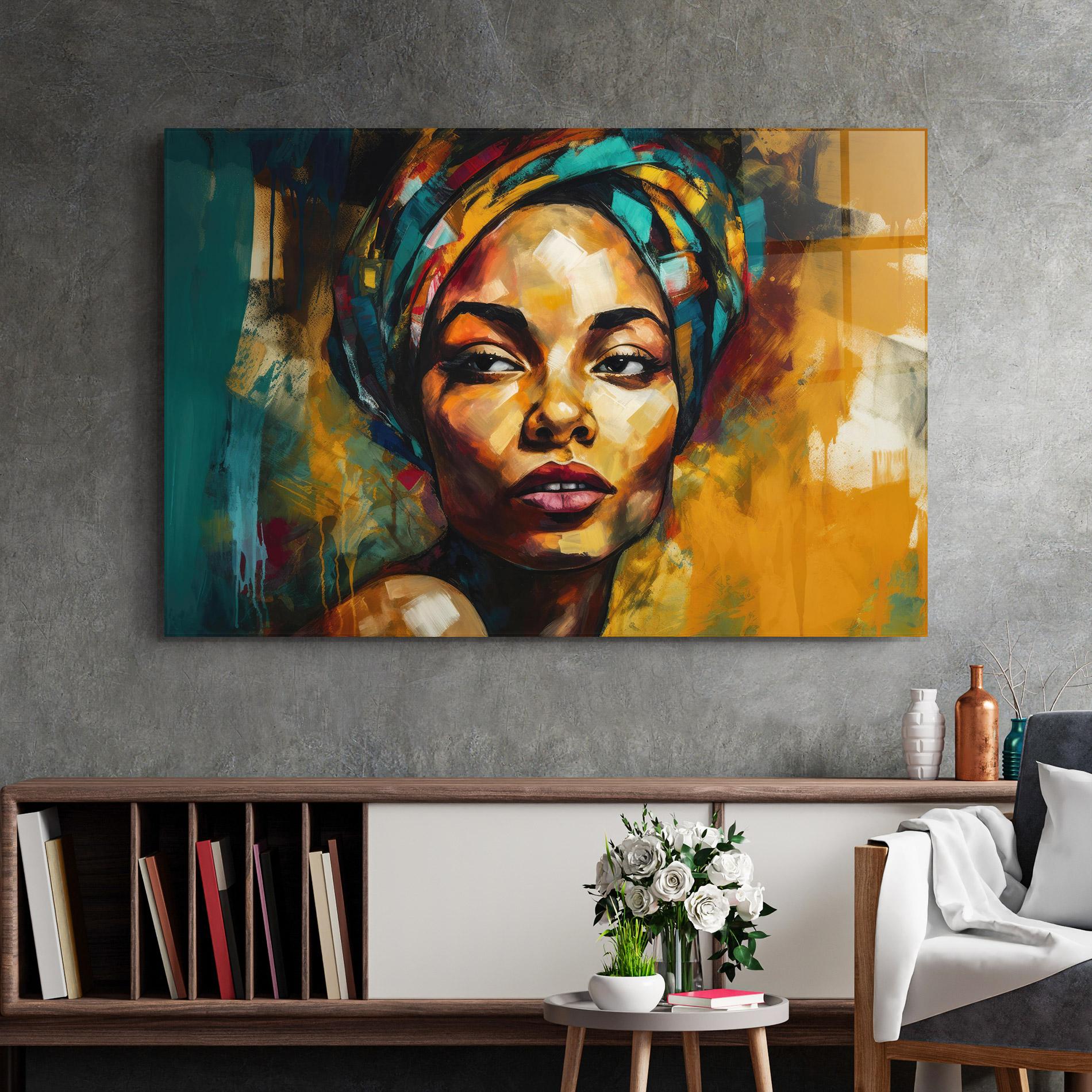 Tablou Sticla Enigmatic Expression mockup 2