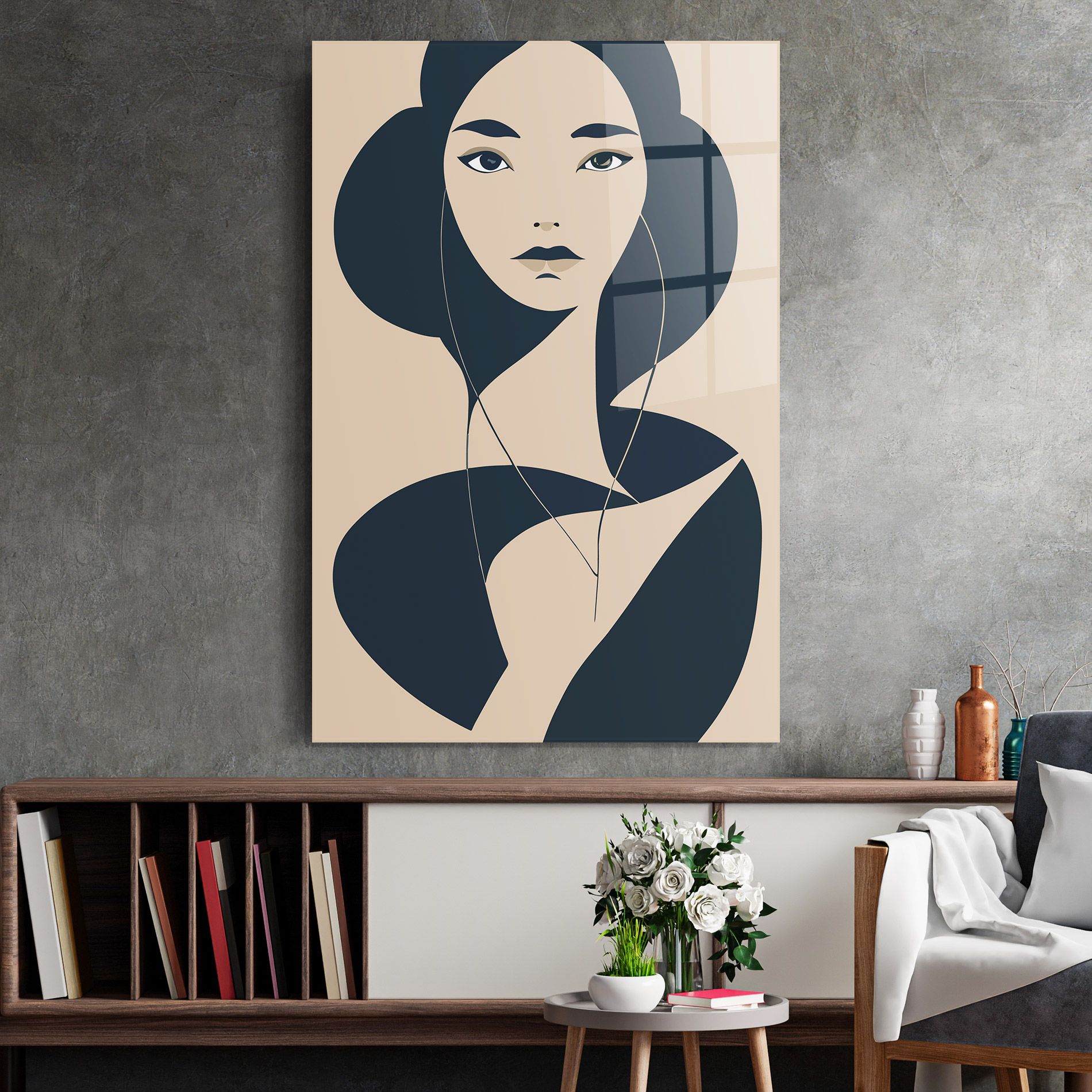 Cream Blue Woman mockup 2