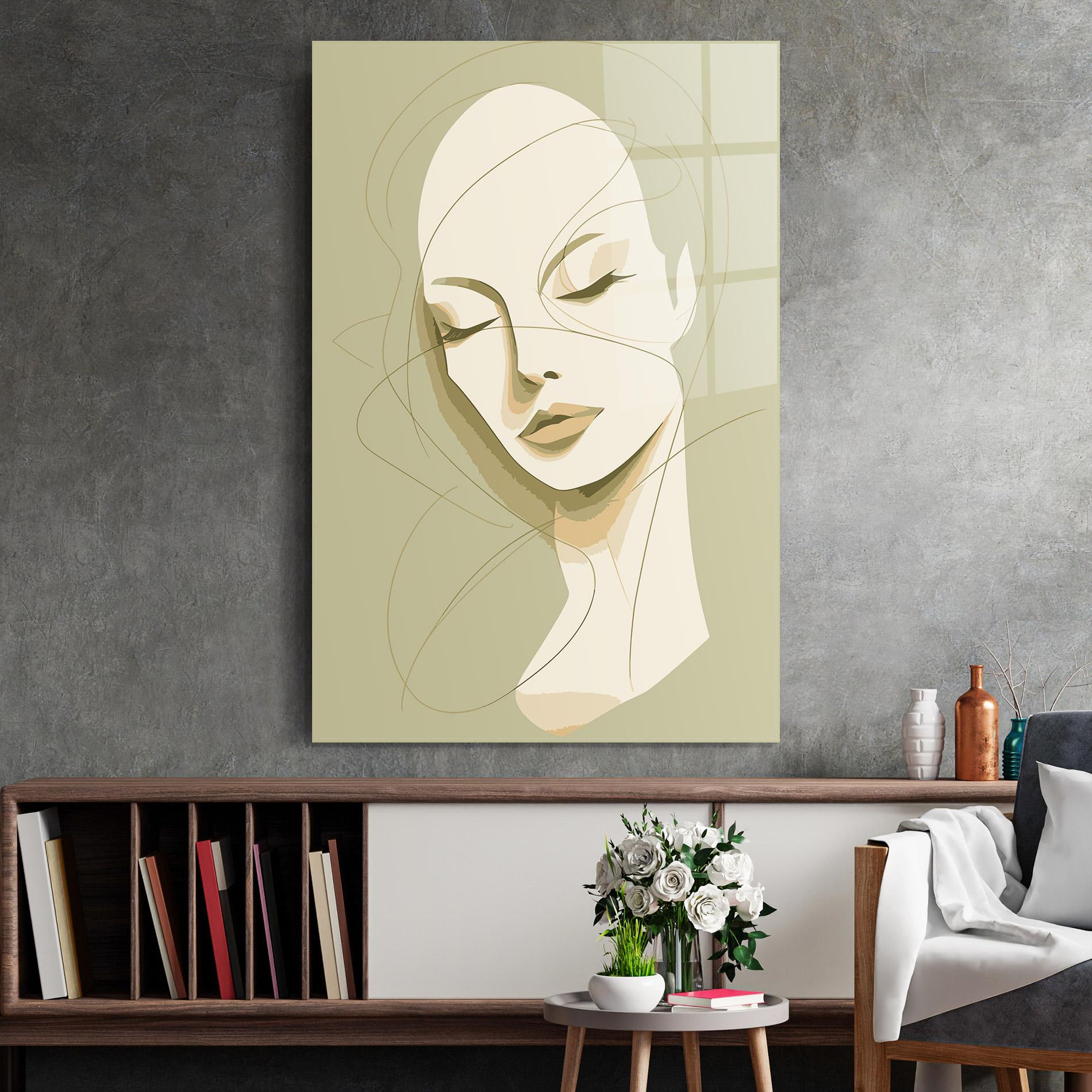 Tablou Sticla Cream Woman Head mockup 2