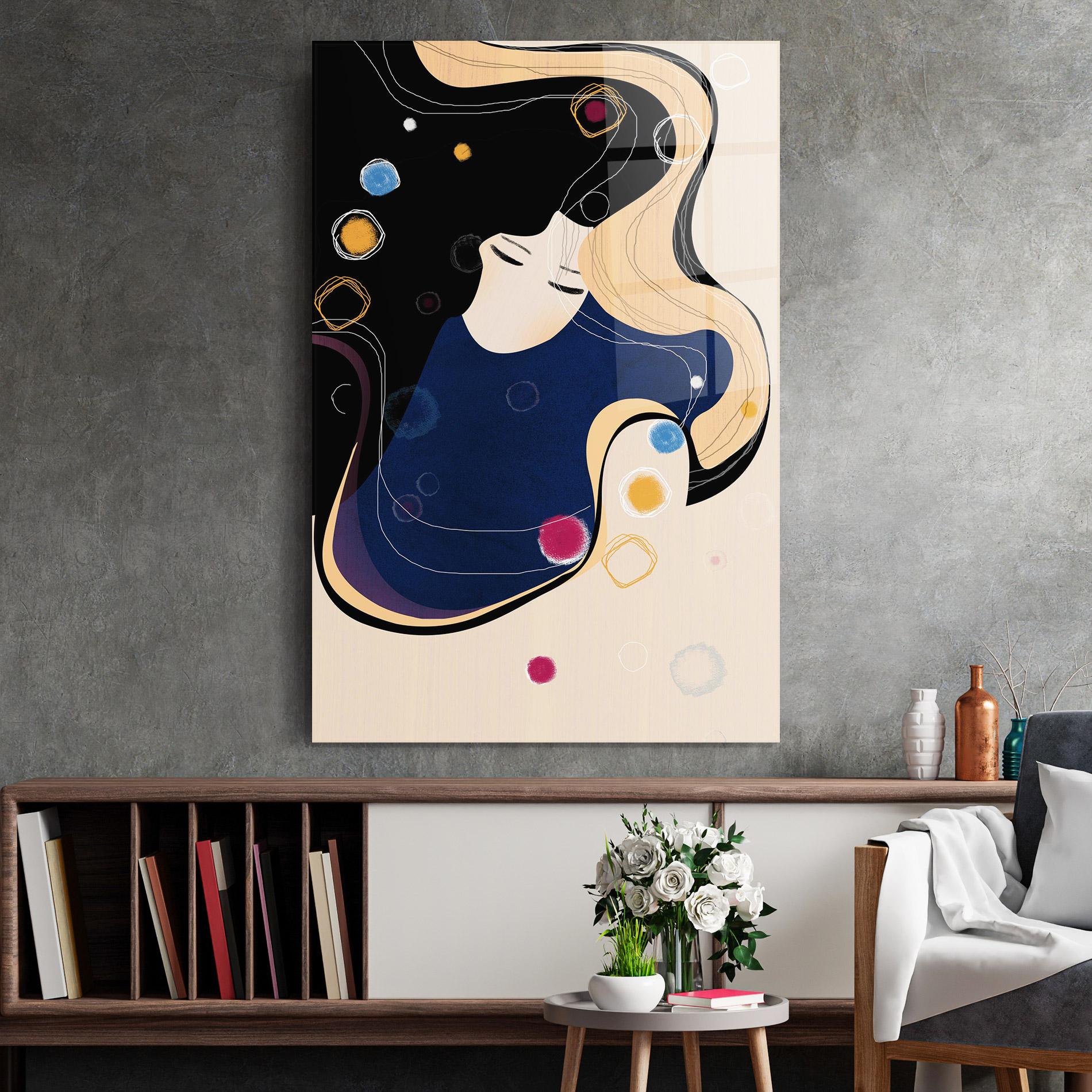 Tablou Sticla Decorative Girl Painting mockup 2