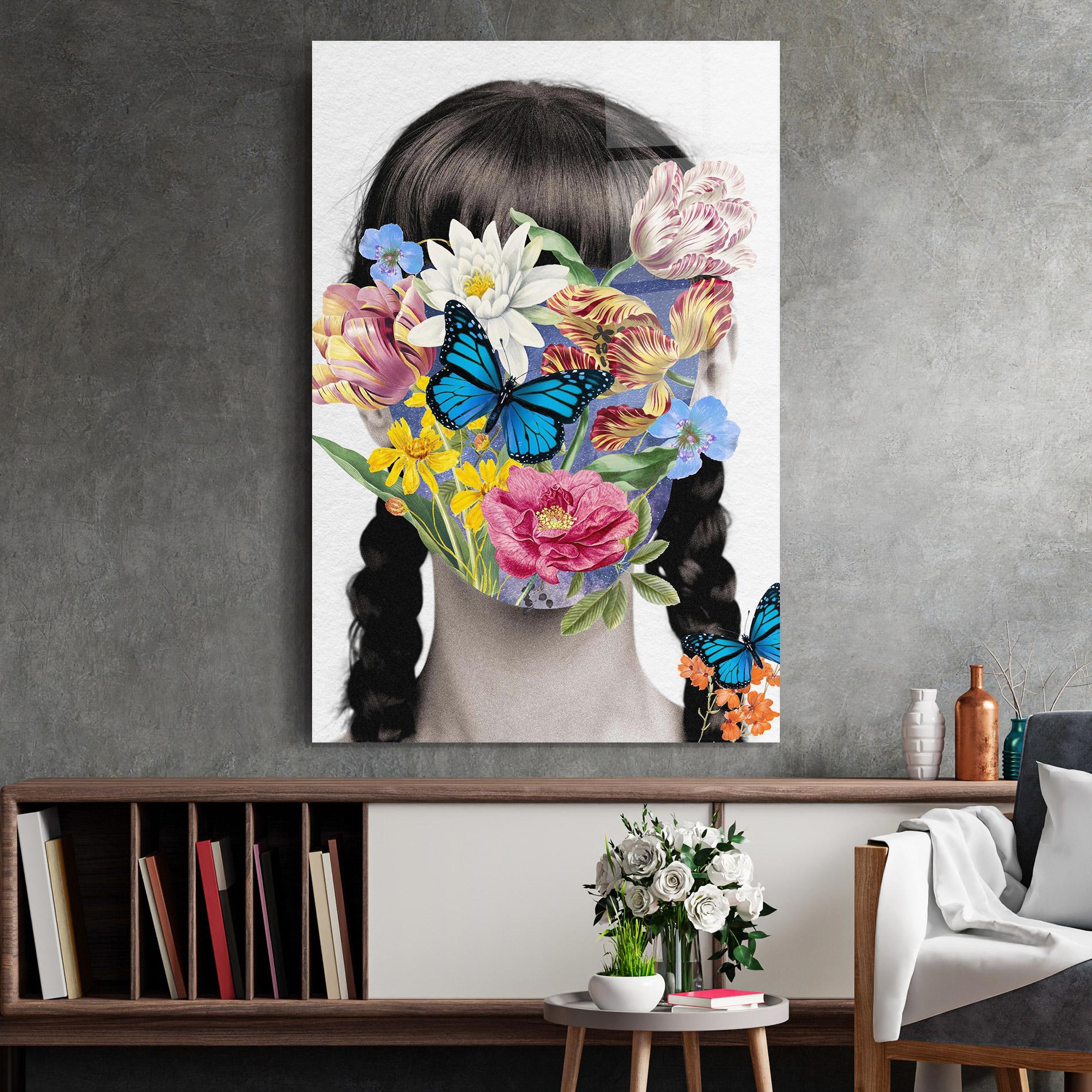 Tablou Sticla Flower Face Woman mockup 2