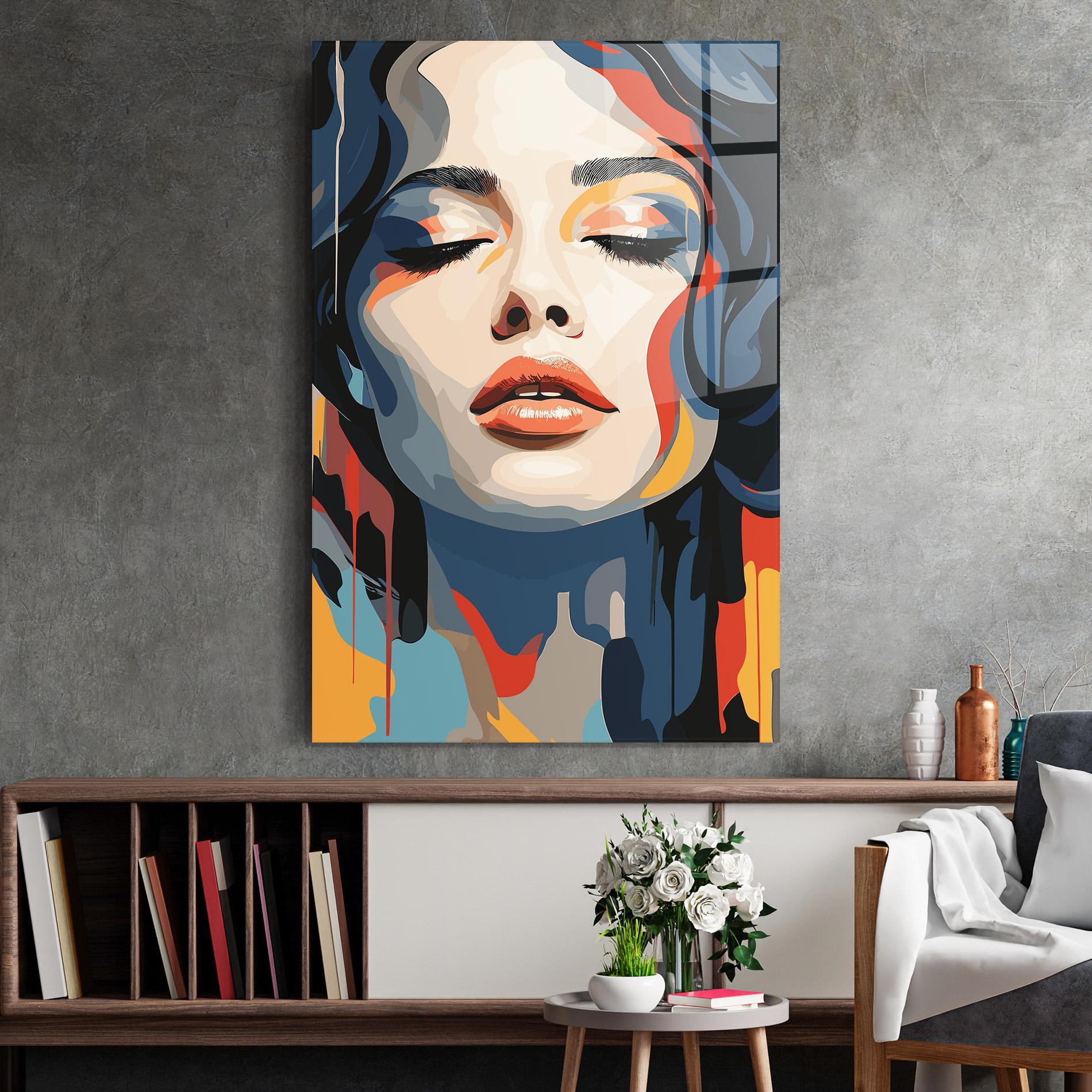 Tablou Sticla Juicy Abstract Lips mockup 2