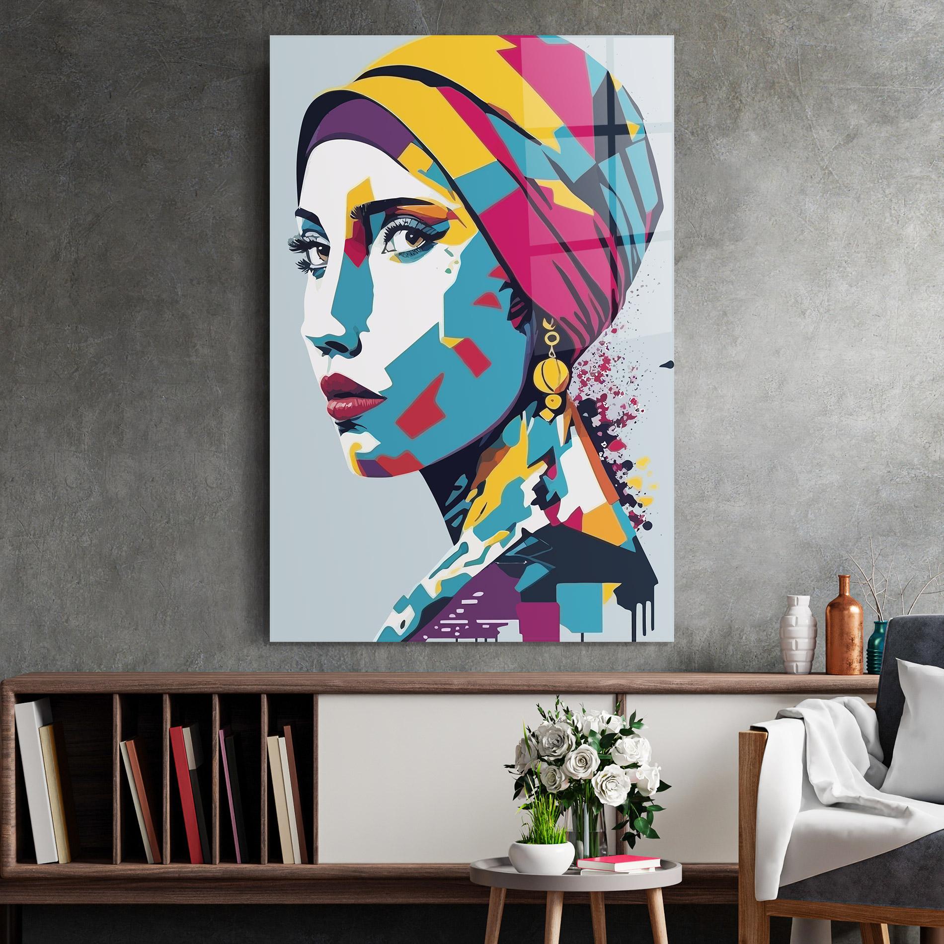 Tablou Sticla Long Face Woman mockup 2