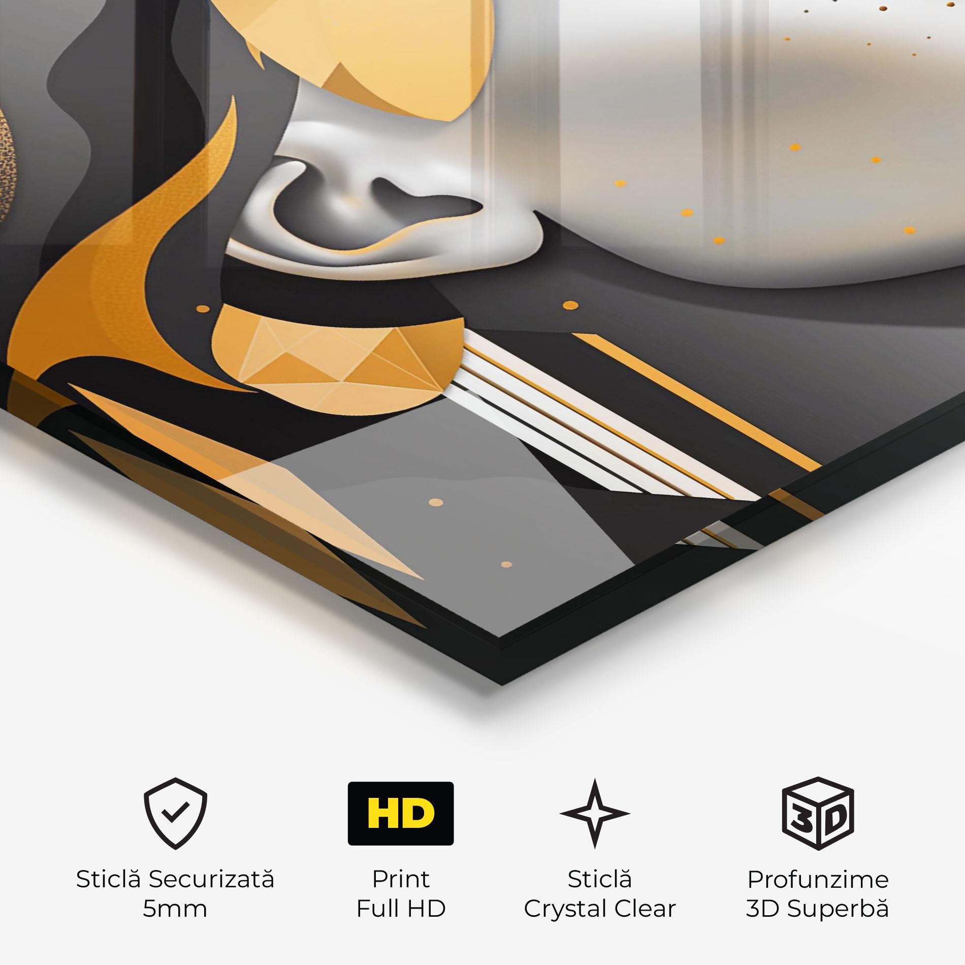 Tablou Sticla Dreamy Grey Woman mockup 3