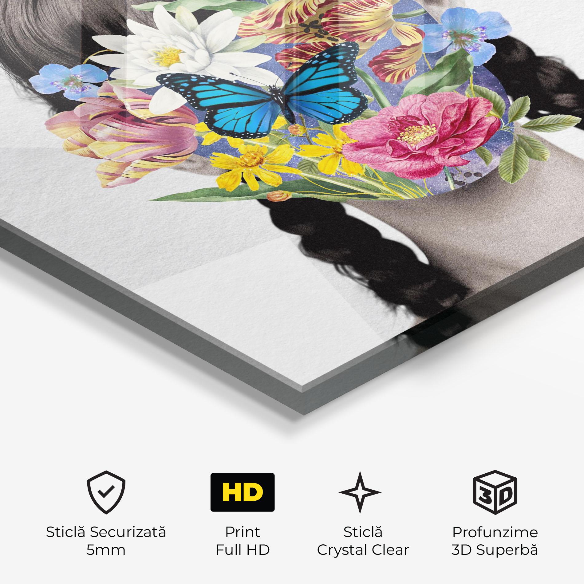 Tablou Sticla Flower Face Woman mockup 3