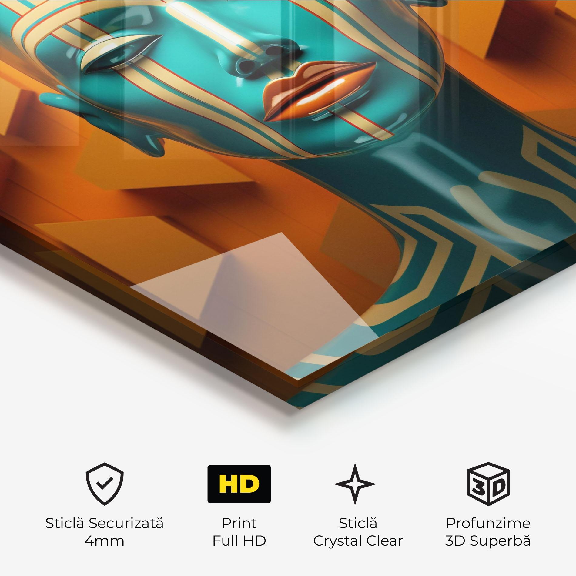 Tablou Sticla Abstract Blue Woman mockup 3