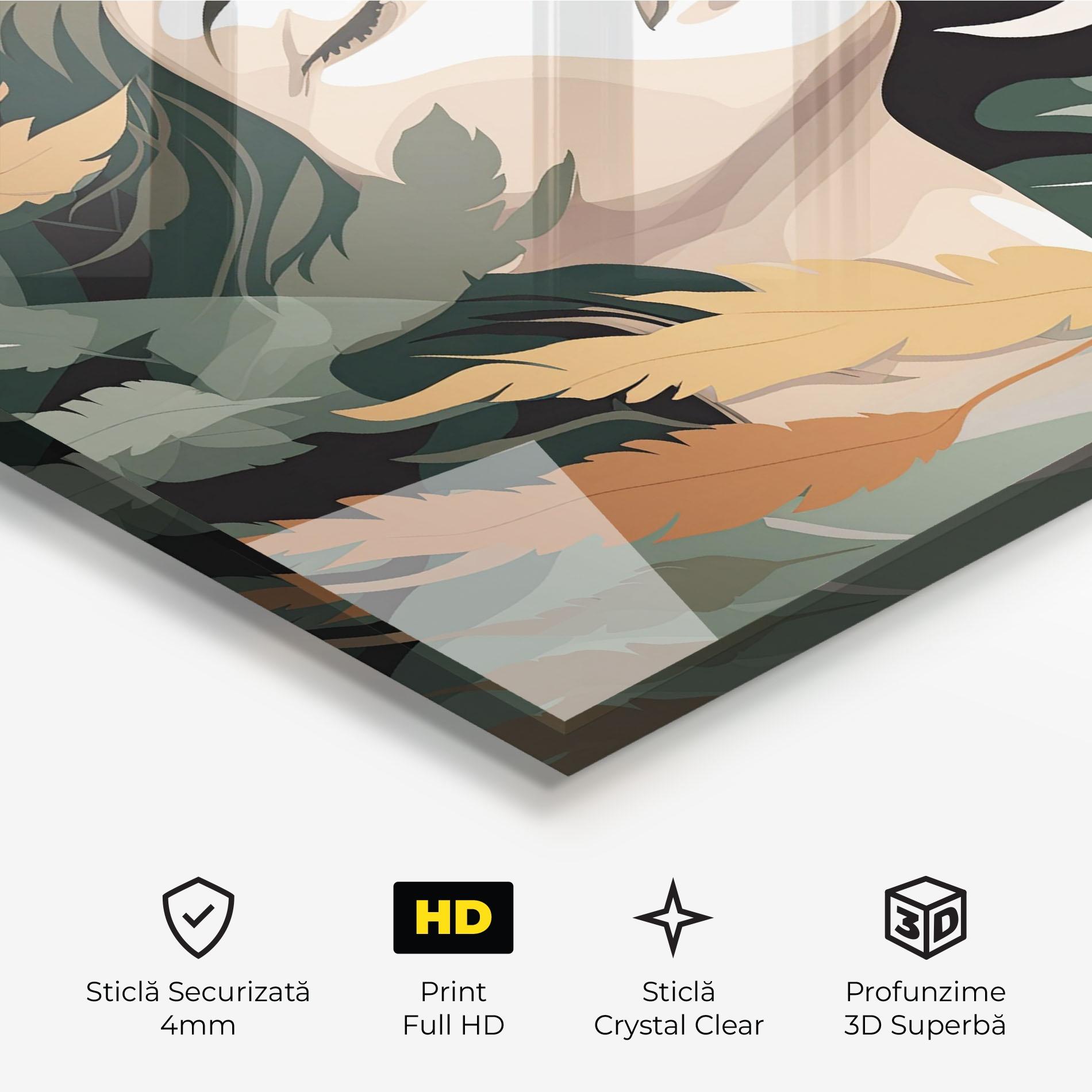 Tablou Sticla Dreamy Feather Female mockup 3