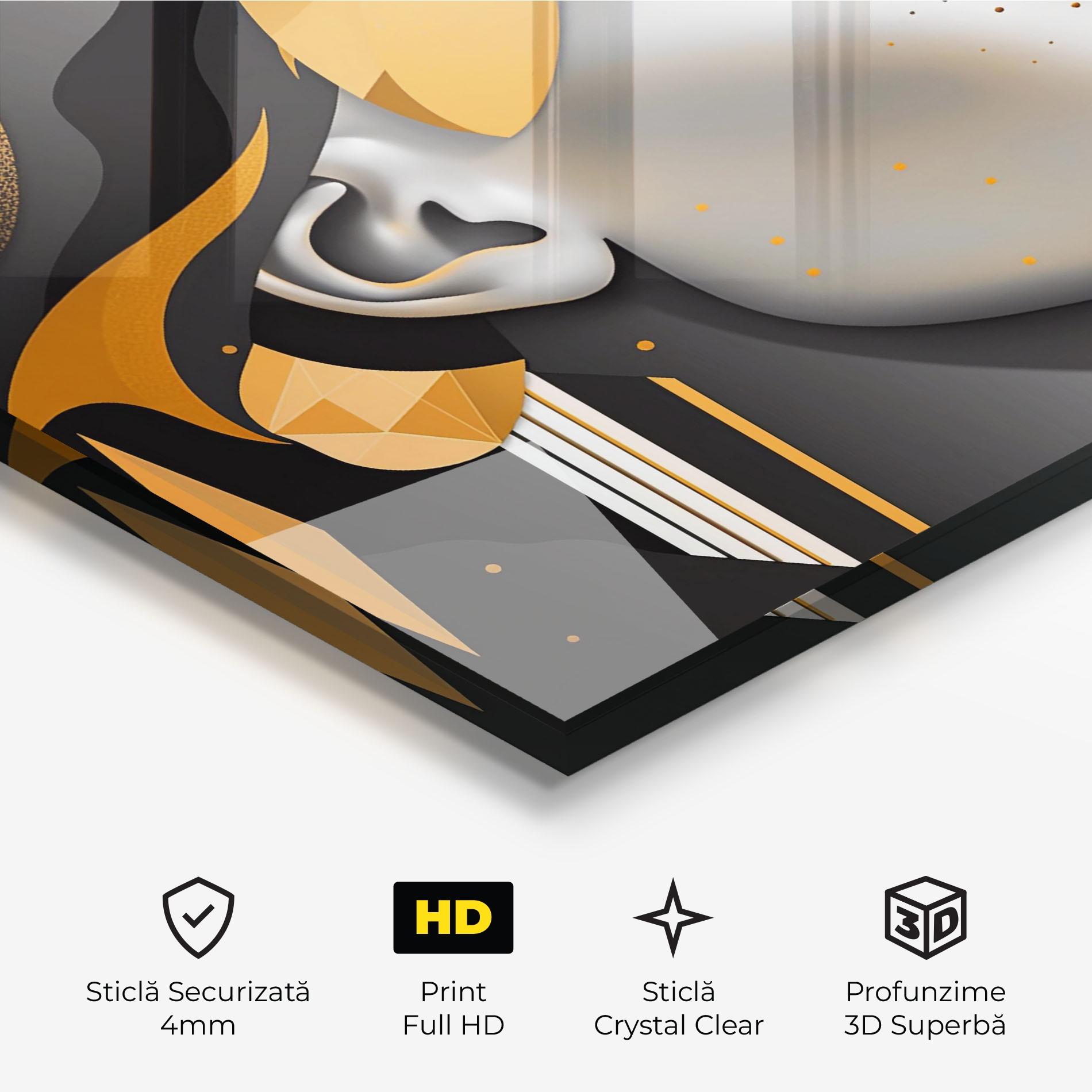 Tablou Sticla Dreamy Grey Woman mockup 3