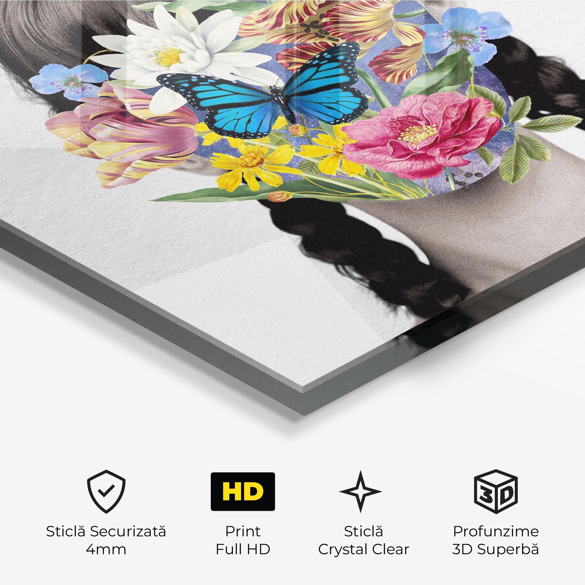 Tablou Sticla Flower Face Woman mockup 3