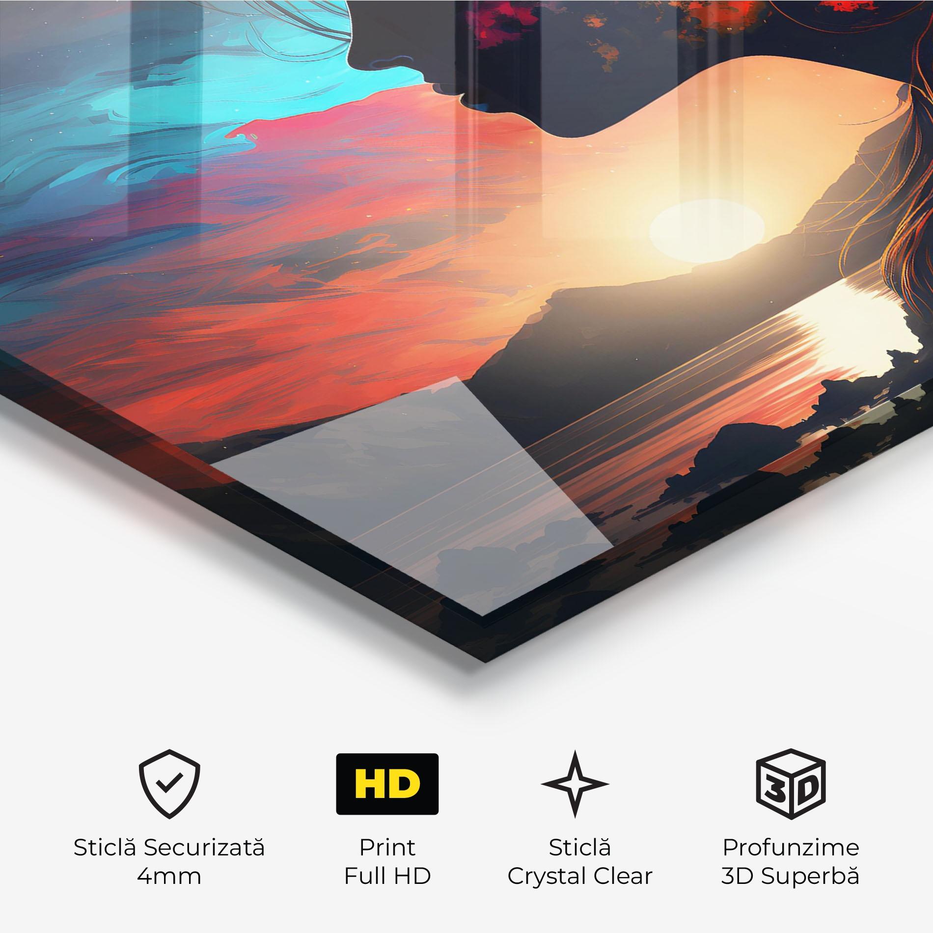 Tablou Sticla Mystical Woman Silhouette mockup 3