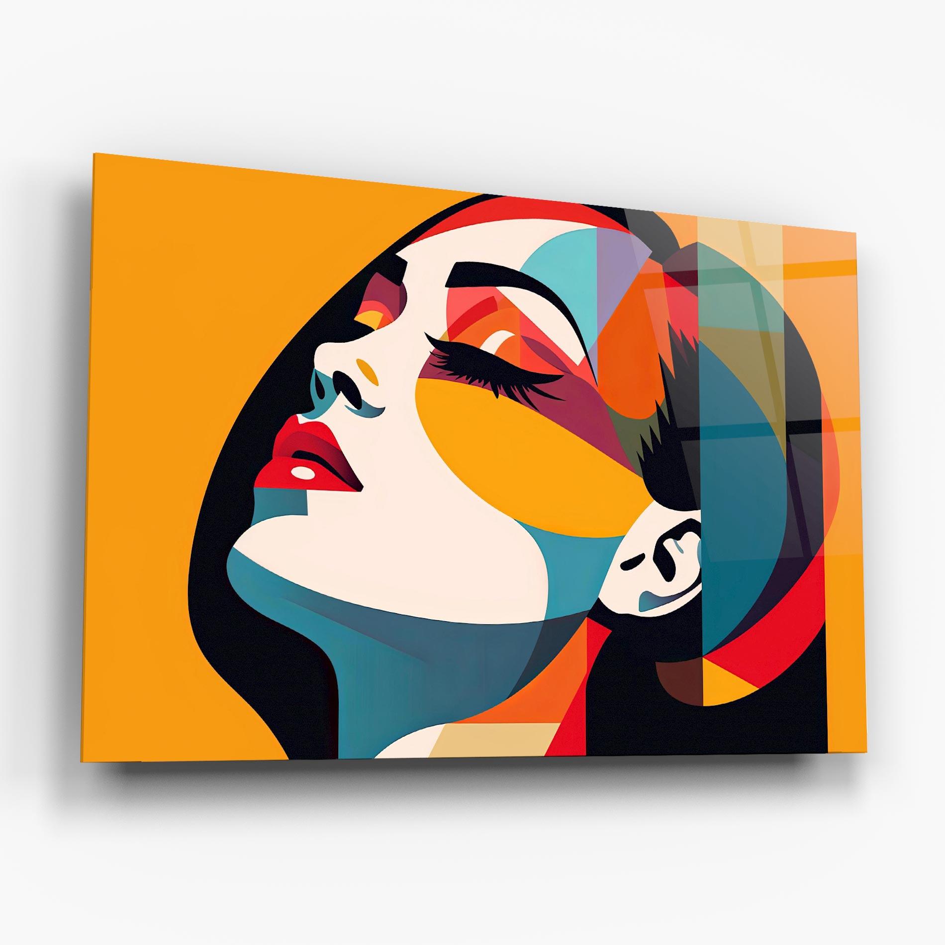 Tablou Sticla Dreamy Yellow Female mockup 6