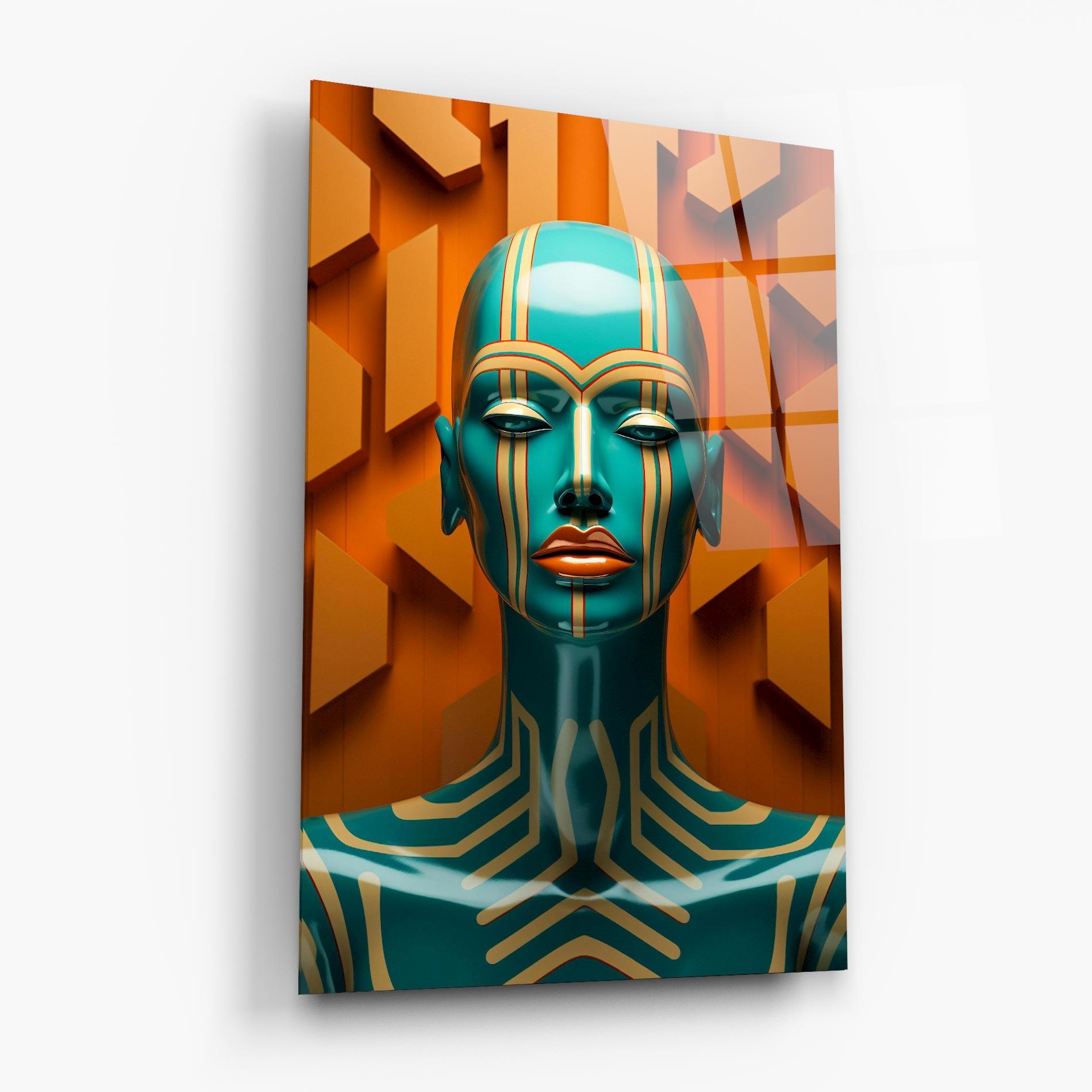 Tablou Sticla Abstract Blue Woman mockup 6