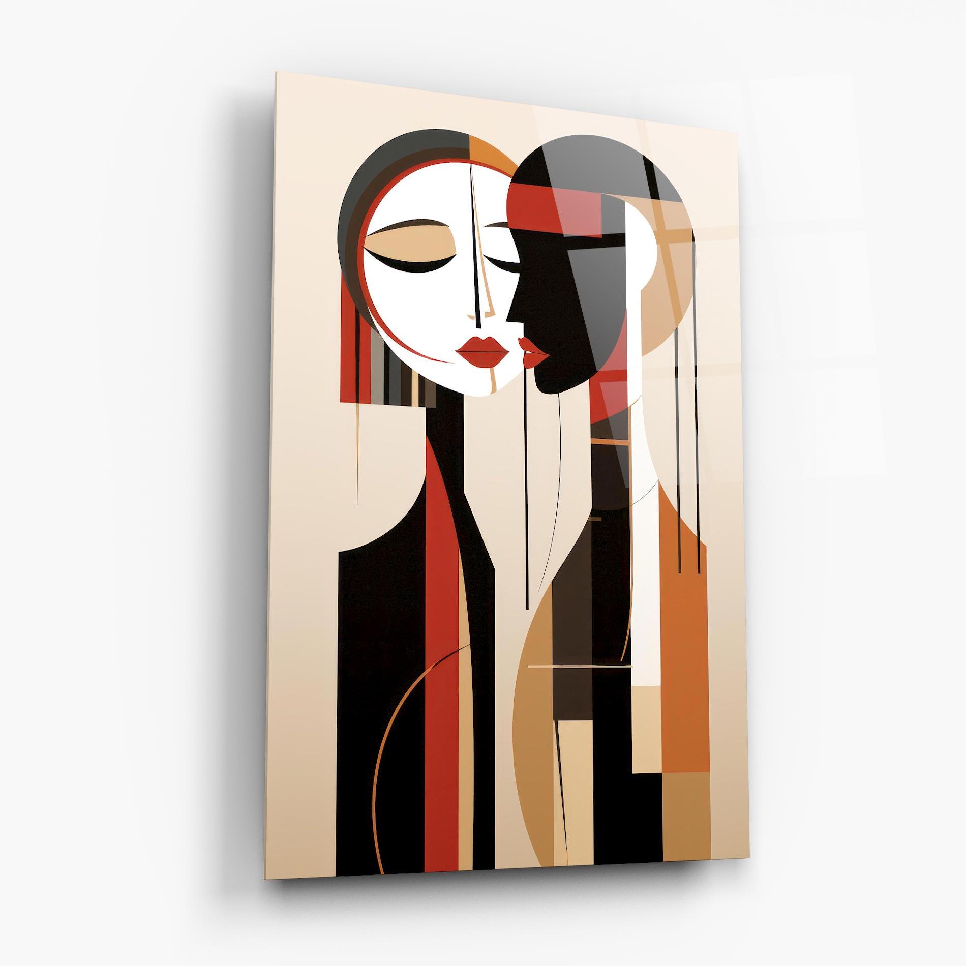 Tablou Sticla Abstract Couple Kissing mockup 6